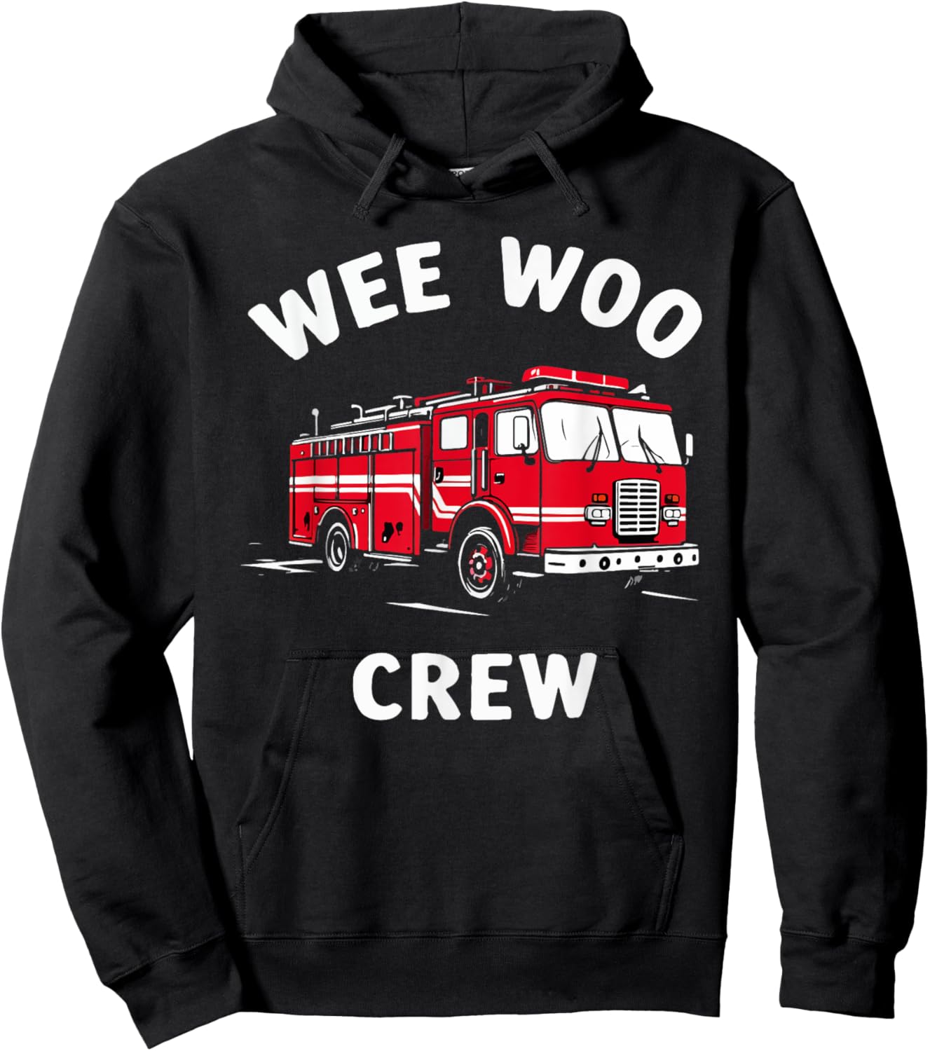 Funny Fire Truck Wee Woo Crew Firetruck Lover Men Women Kids Hoodie - Hoodie | Black