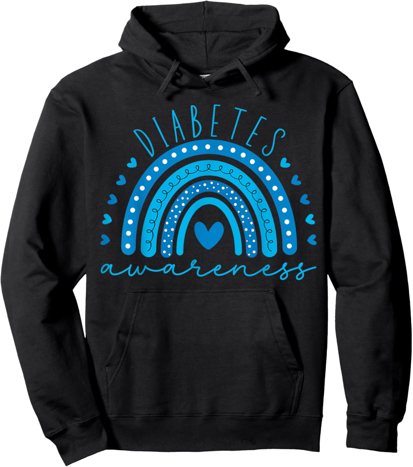 Diabetes Awareness blue Rainbow Diabetic men women Diabetes Hoodie - Hoodie | Black