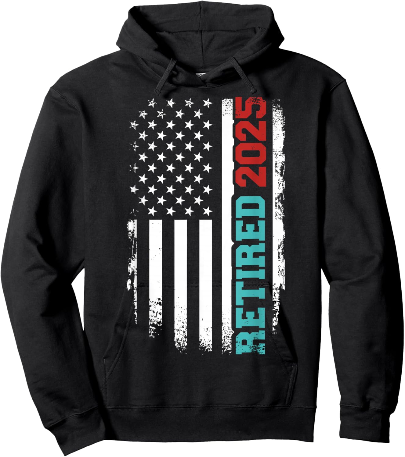Retired 2025 us American Flag for Retirement and Pensioner Hoodie - Hoodie | Black