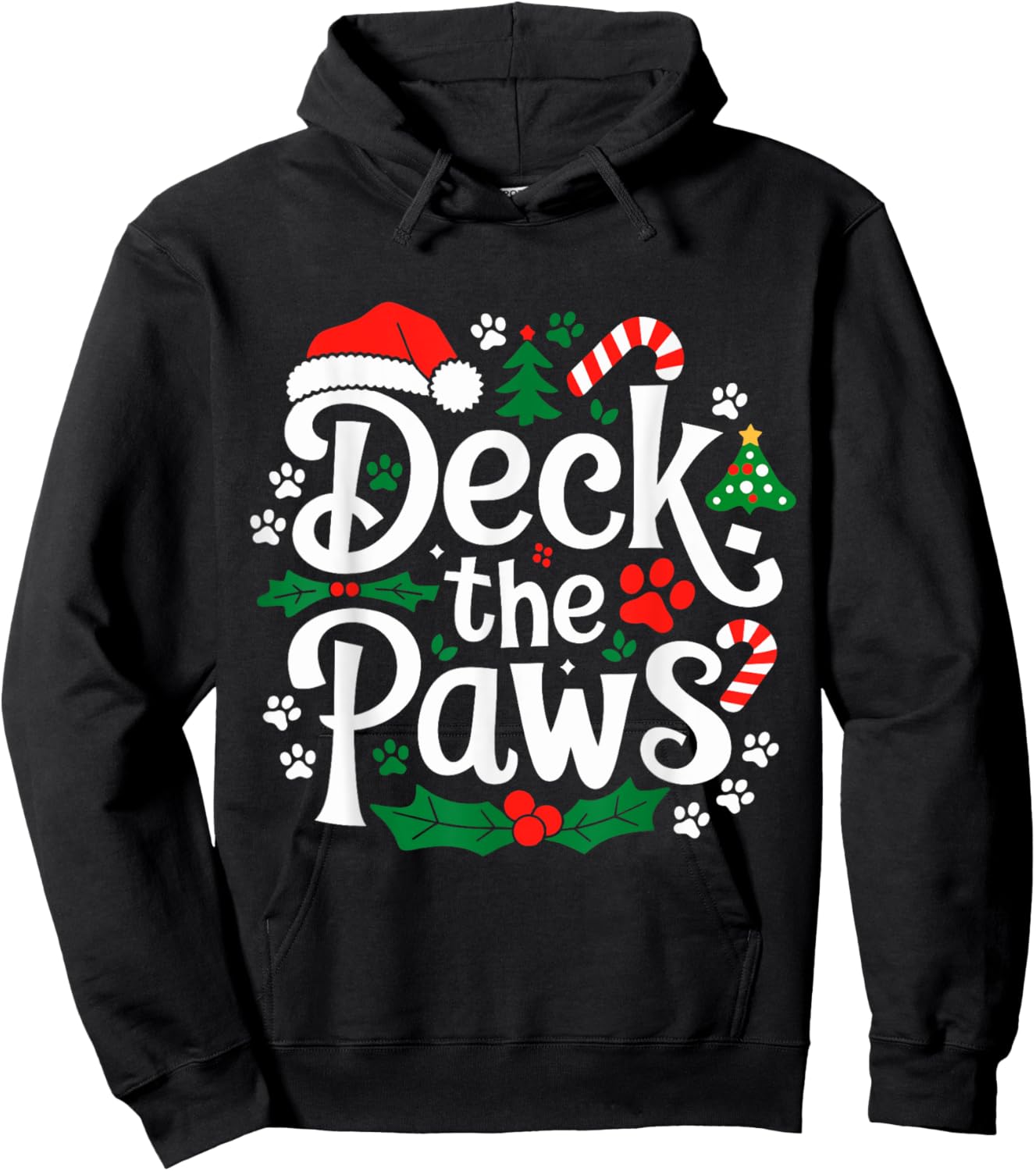 Deck The Paws Christmas Dog and Cat Funny Festive Hoodie - Hoodie | Black