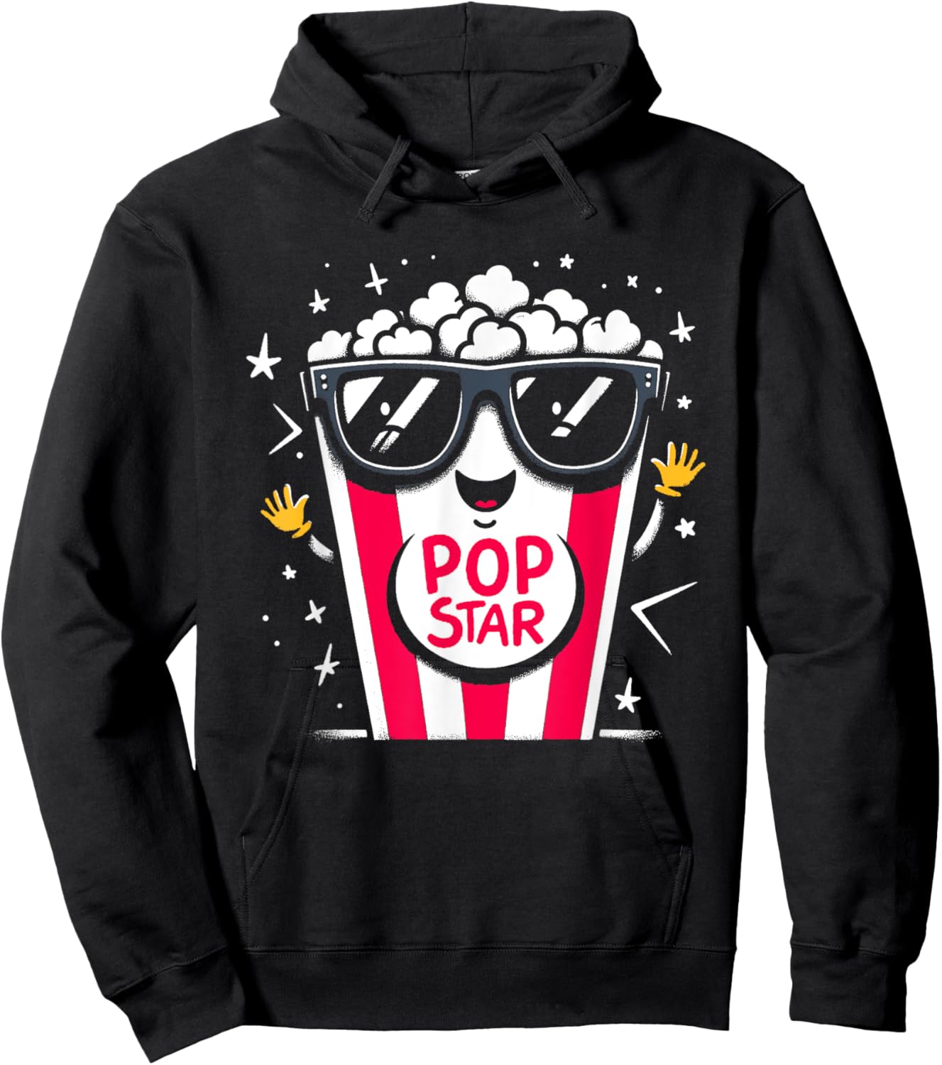 Popcorn Pop Star - Funny Graphic Popcorn Movie Lover Hoodie - Hoodie | Black