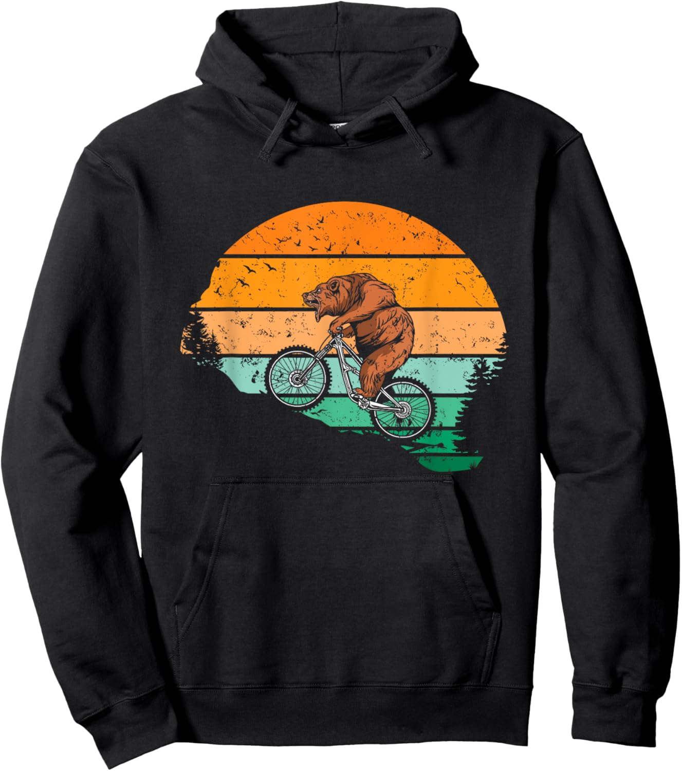 Mountain Bike Grizzly Bear Cycling Funny MTB Cyclist Hoodie - Hoodie | Black