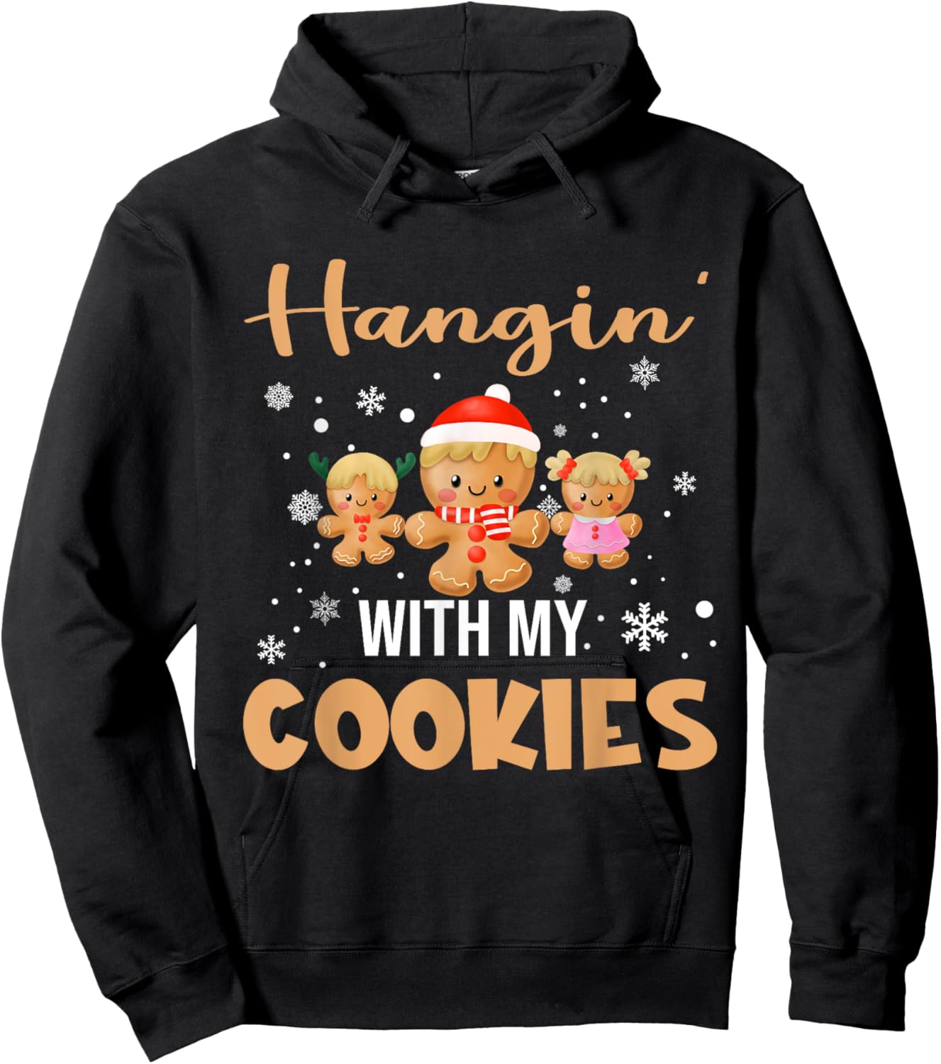Hangin With My Cookies Gingerbread Women Christmas Teacher Hoodie - Hoodie | Black