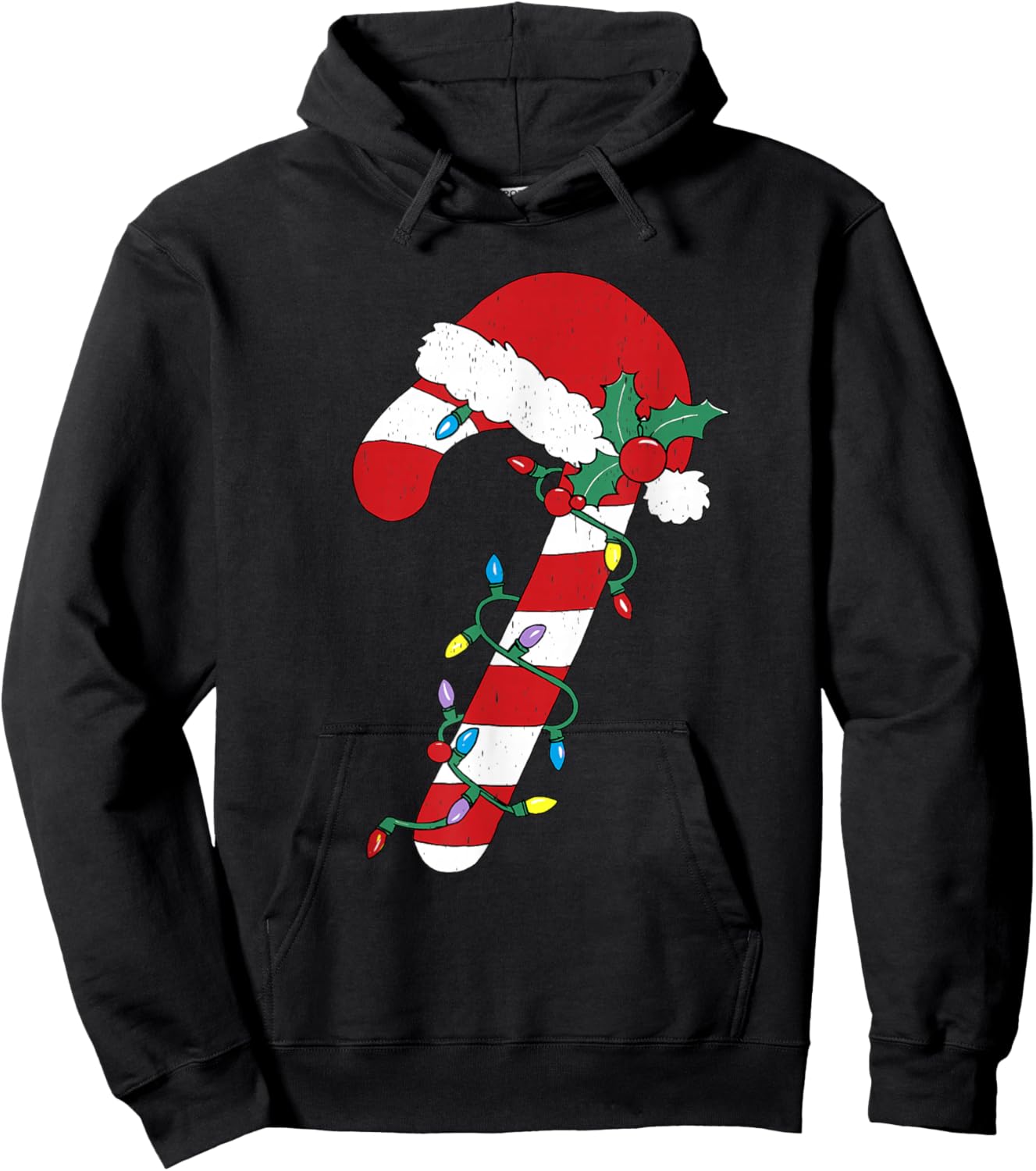 Christmas Candy Cane Santa Xmas Kids Toddler Youth Women Men Hoodie - Hoodie | Black