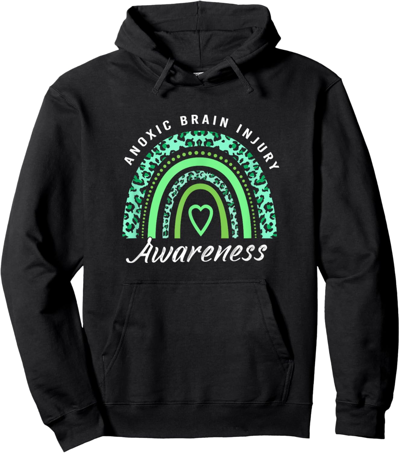 Boho Rainbow Green Anoxic Brain Injury Awareness Hoodie - Hoodie | Black