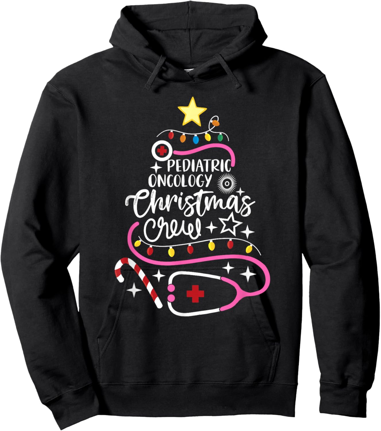 Pediatric Oncology Christmas Crew Tech Hem/Onc Nurse Hoodie - Hoodie | Black