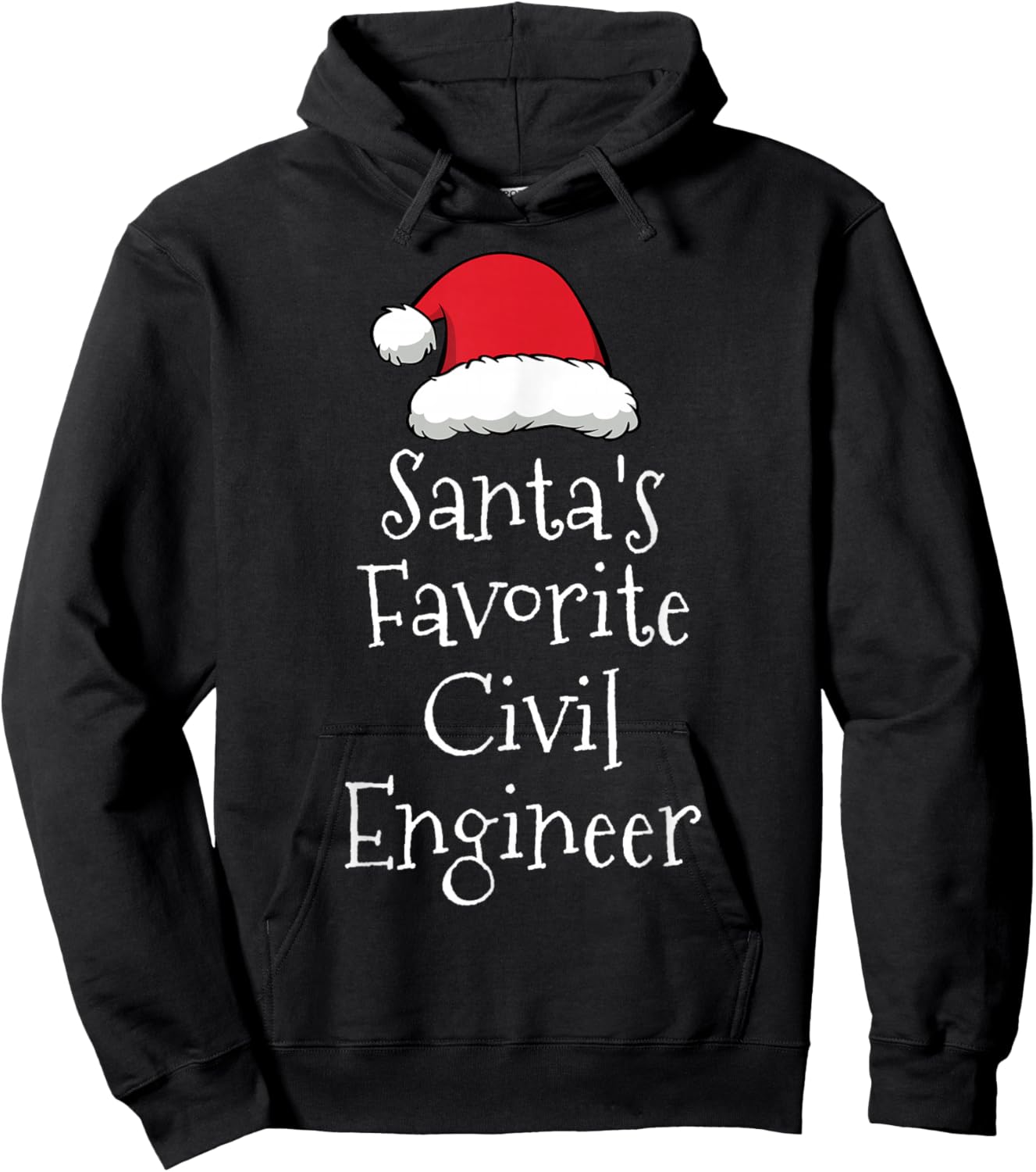 Santas Favorite Civil Engineer - Christmas Funny Gift Pajama Hoodie - Hoodie | Black