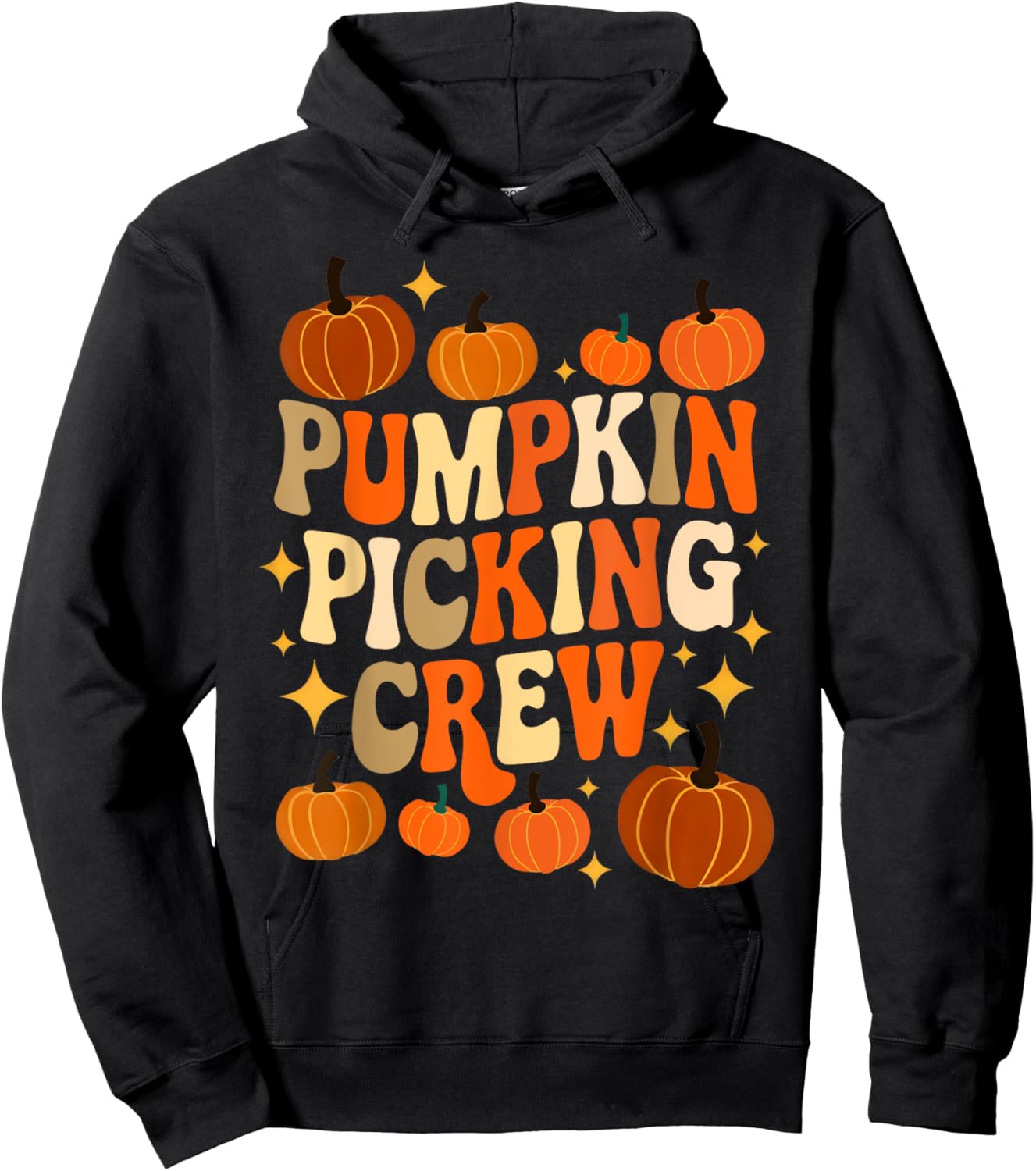Groovy Pumpkin Picking Crew Matching Family Autumn Hoodie - Hoodie | Black