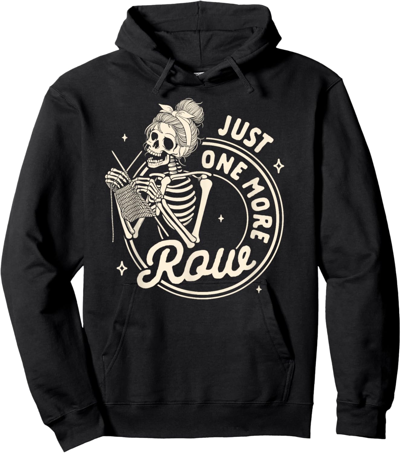 Knitting Lover Knit Happens Skeleton Just One More Row Hoodie - Hoodie | Black