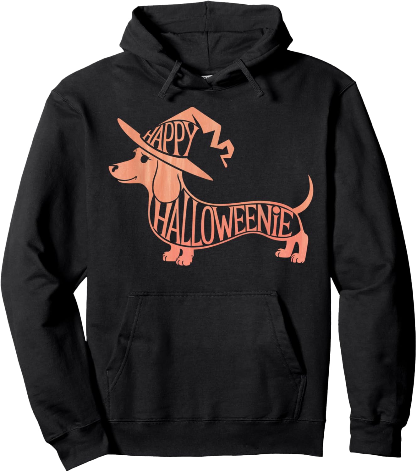 Happy Halloweenie Weiner Dog Cute Dachshund Witch Hat Hoodie - Hoodie | Black