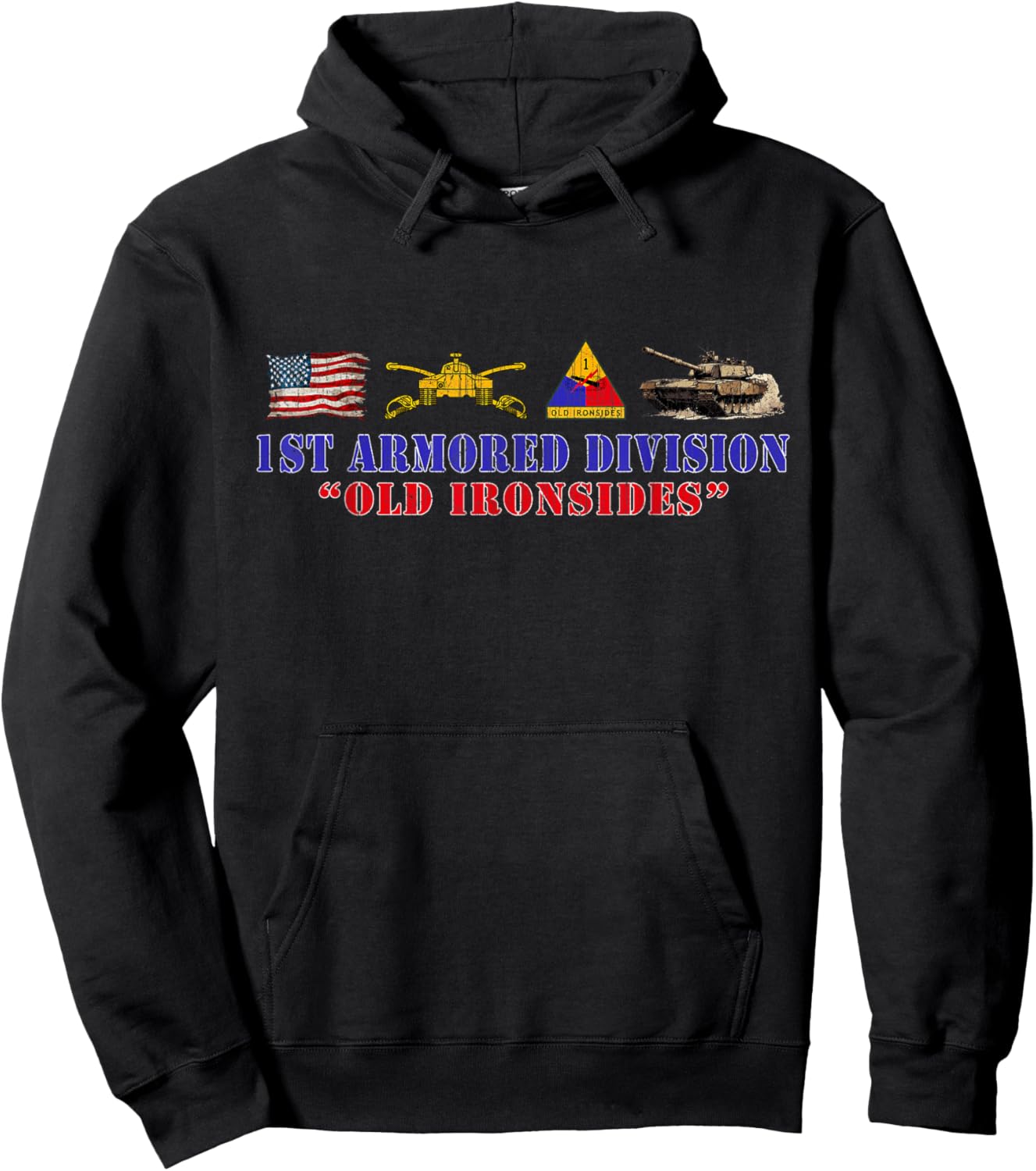 1st Armored Division Old Ironside Fort Bliss Texas Patriotic Hoodie - Hoodie | Black