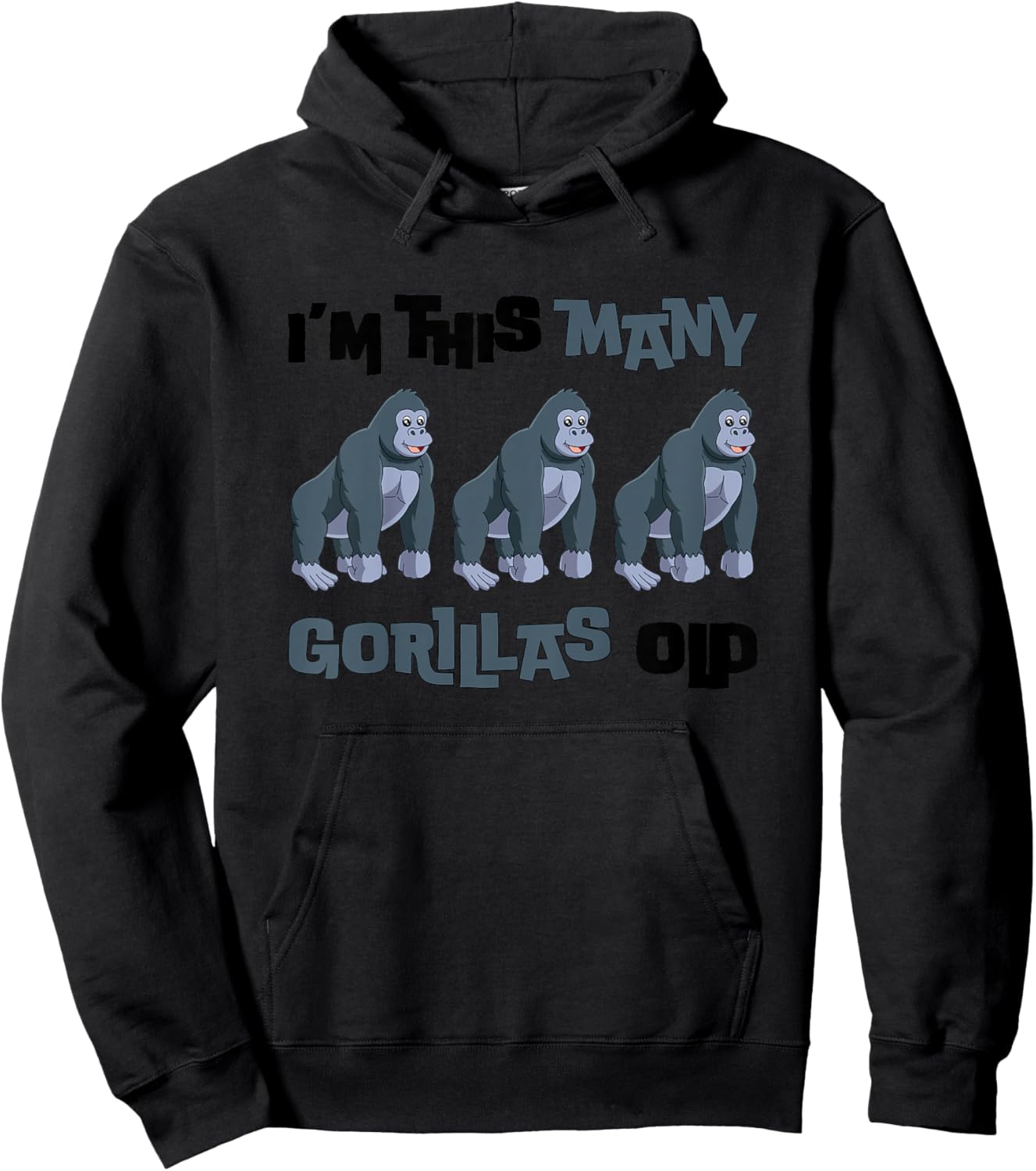 I'm This Many Gorillas Old - Monkey 3rd Birthday 3 Years Old Hoodie - Hoodie | Black