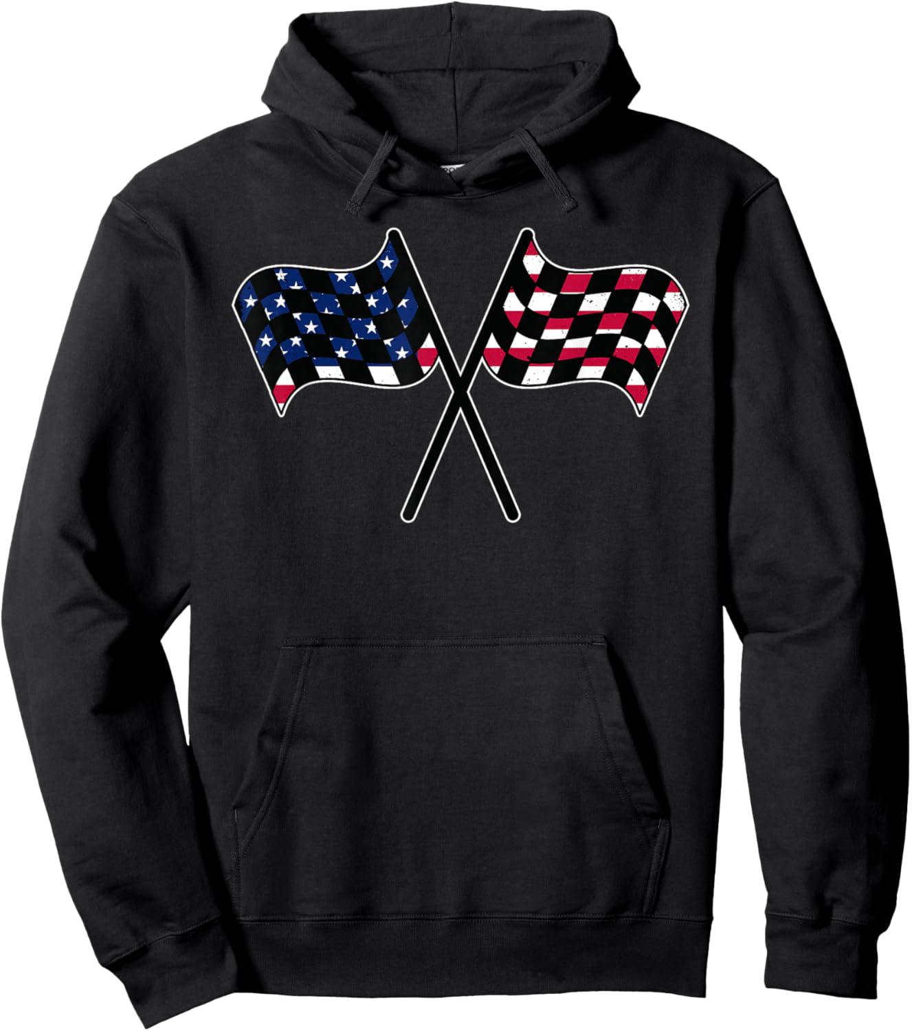 American Flag Racing Race Car USA Family Matching Pit Crew Hoodie - Hoodie | Black