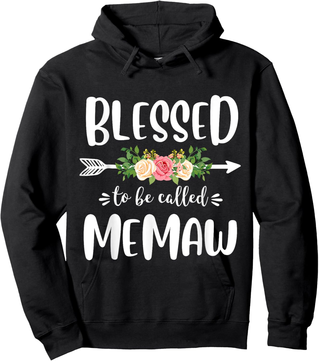 Blessed to be called Memaw Floral Arrow Design Mothers Day Hoodie - Hoodie | Black
