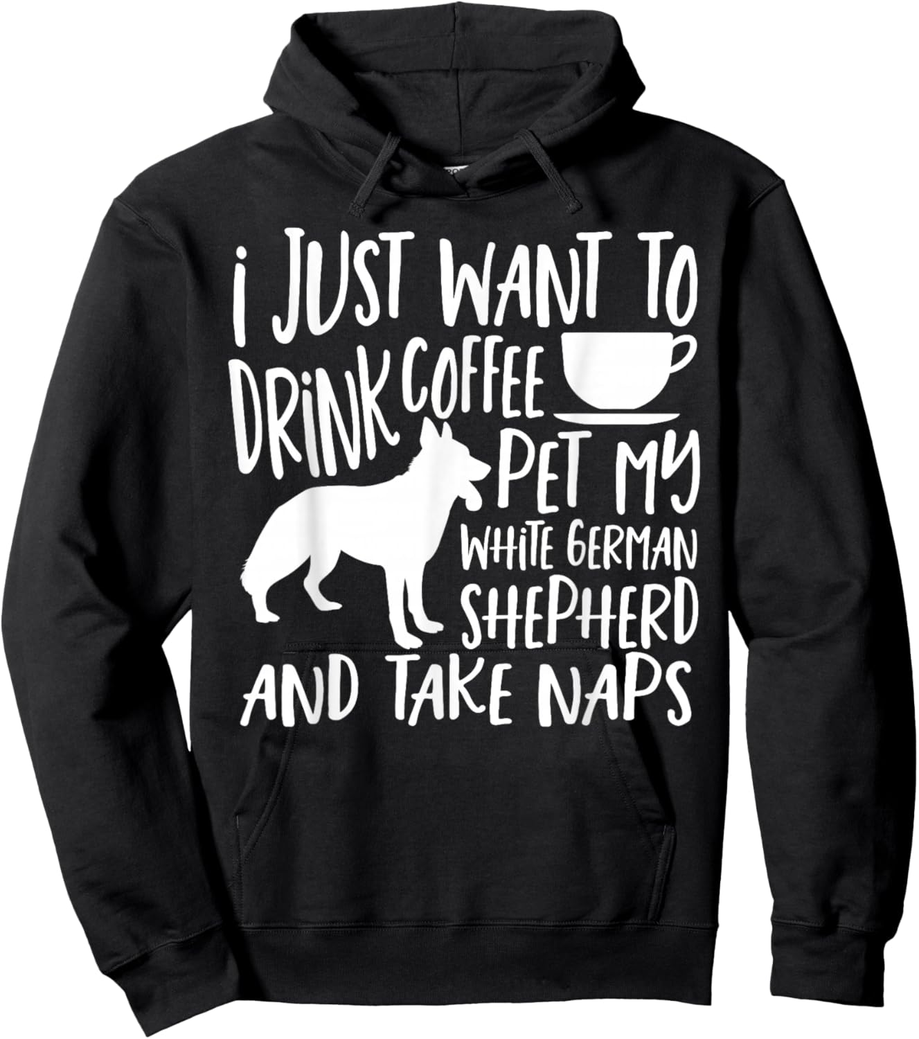 White Shepherd Dog Coffee Lover White German Shepherd Hoodie - Hoodie | Black