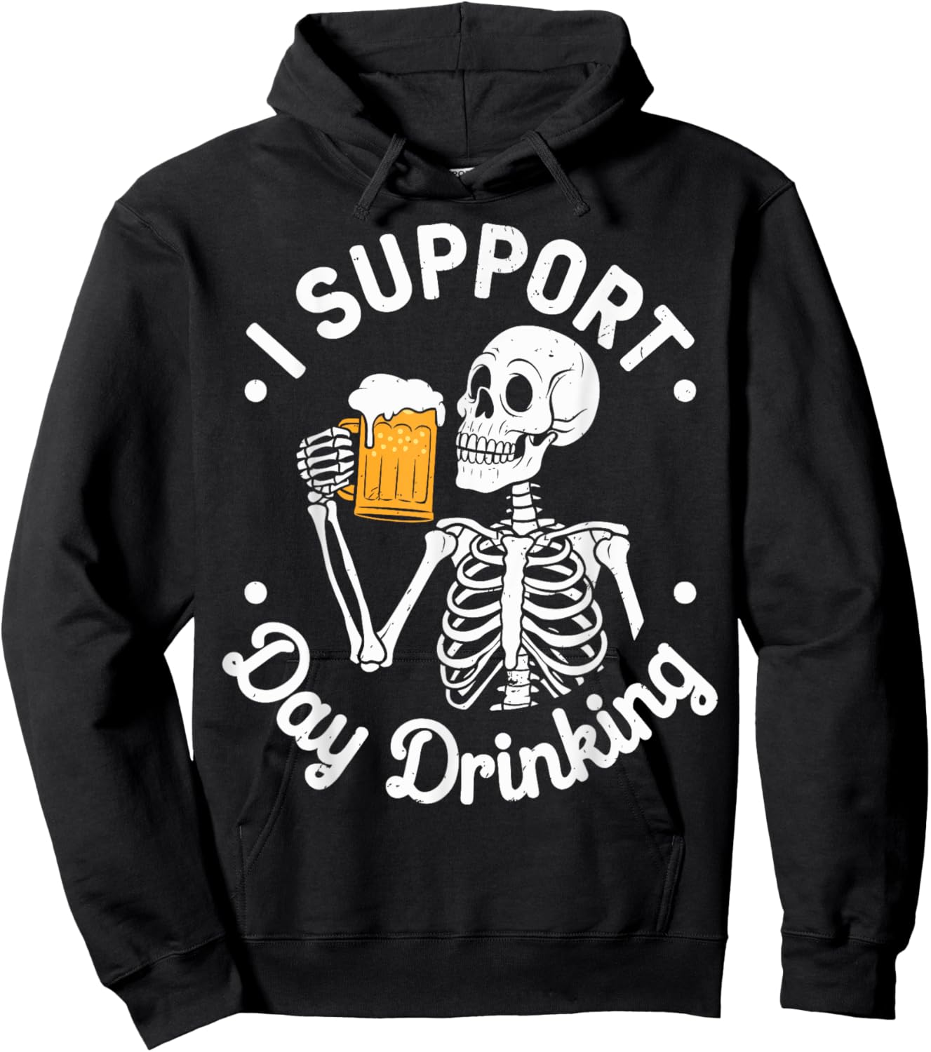 Support Day Drinking Funny Skeleton Beer Hoodie - Hoodie | Black