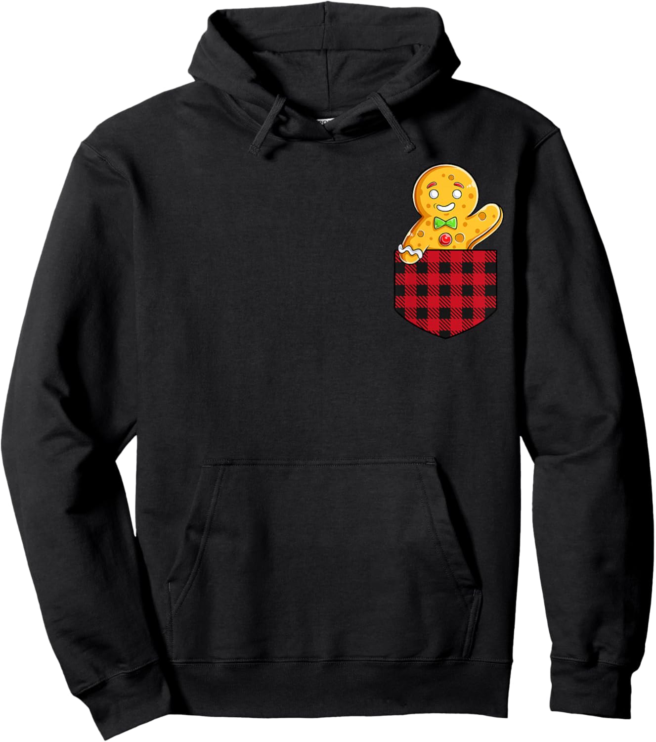 Gingerbread Man In Pocket Funny Christmas Cookie Boys Girls Hoodie - Hoodie | Black