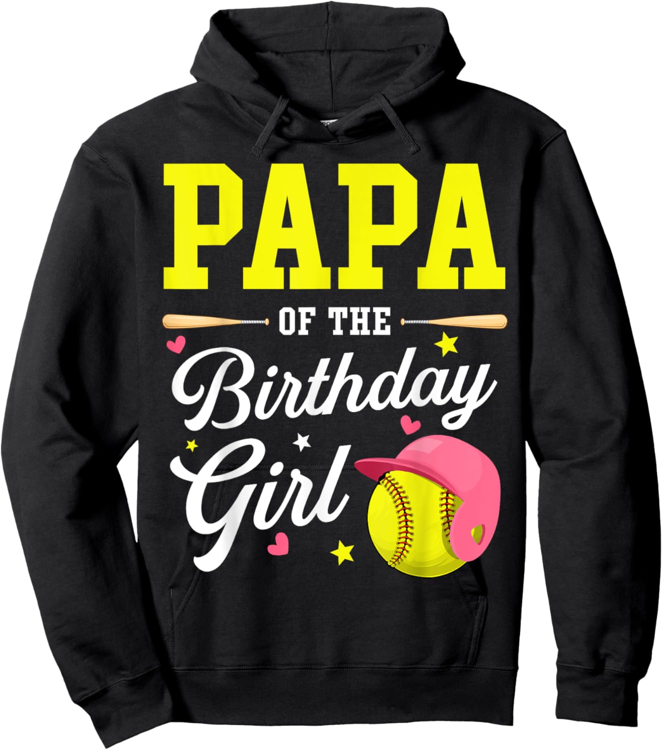 Papa Of The Birthday Girl Softball Player Theme B-day Hoodie - Hoodie | Black
