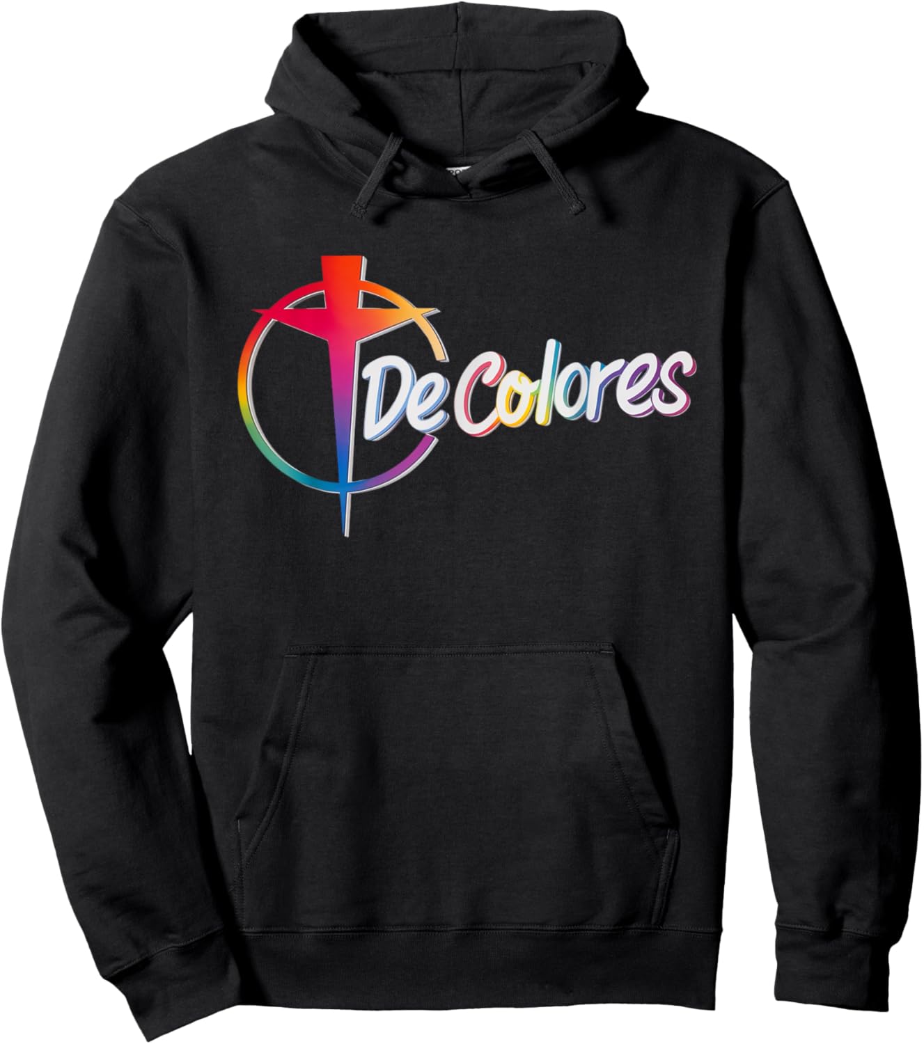 DeColores Cursillo Rainbow Rooster Catholic Hoodie - Hoodie | Black