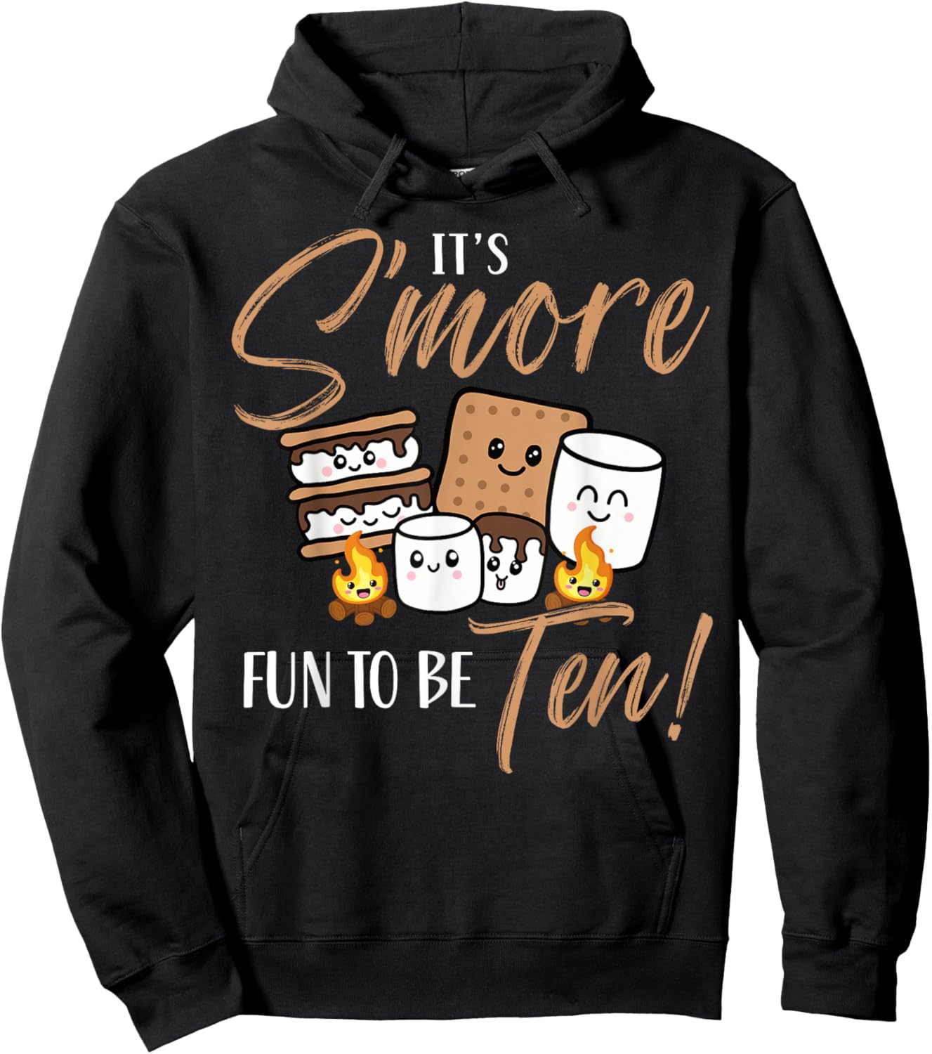 Birthday Campfire Marshmallow It's S'more Fun To Be Ten 10th Hoodie - Hoodie | Black