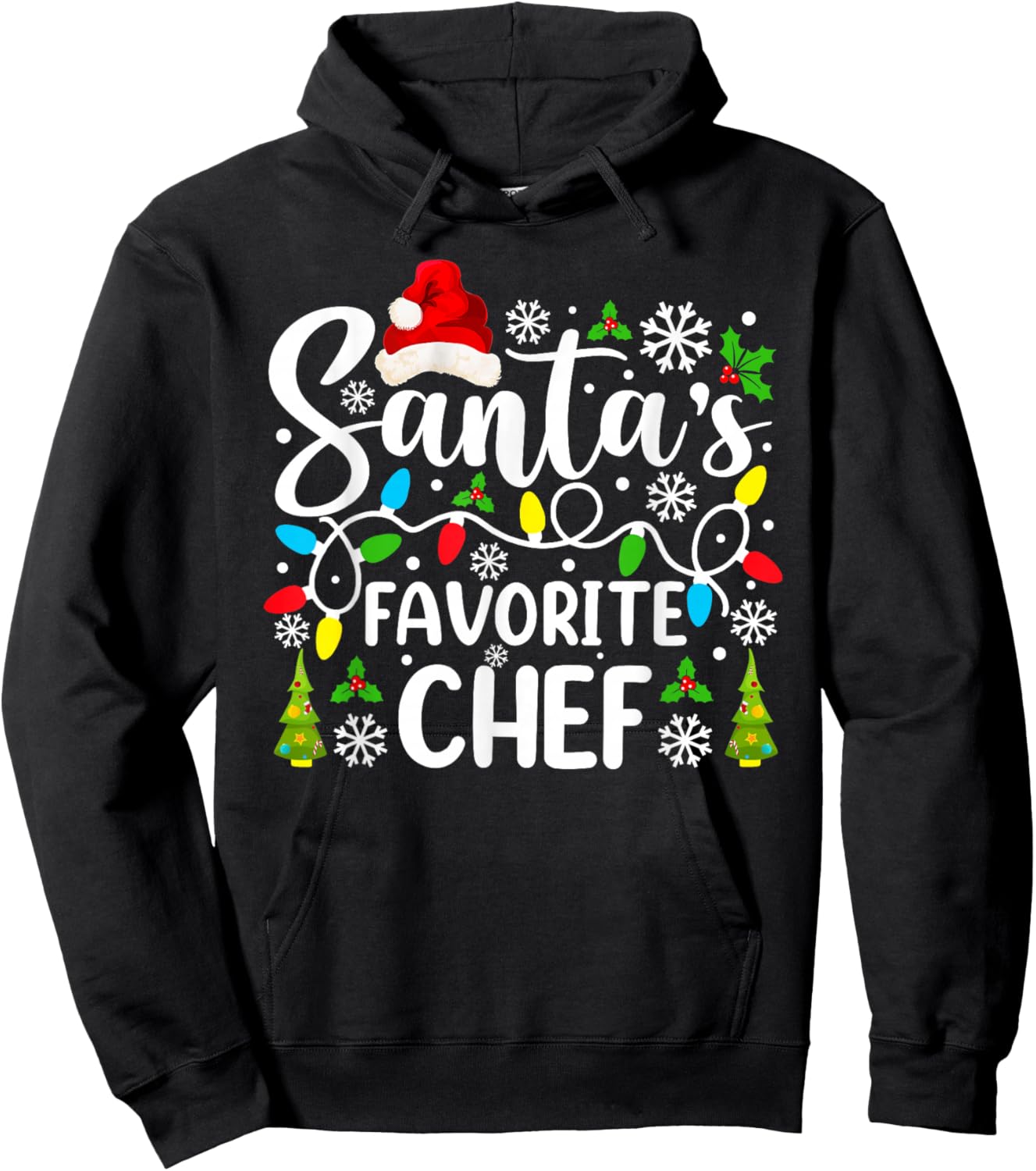 Santa's Favorite Chef Funny Christmas Family Matching Hoodie - Hoodie | Black
