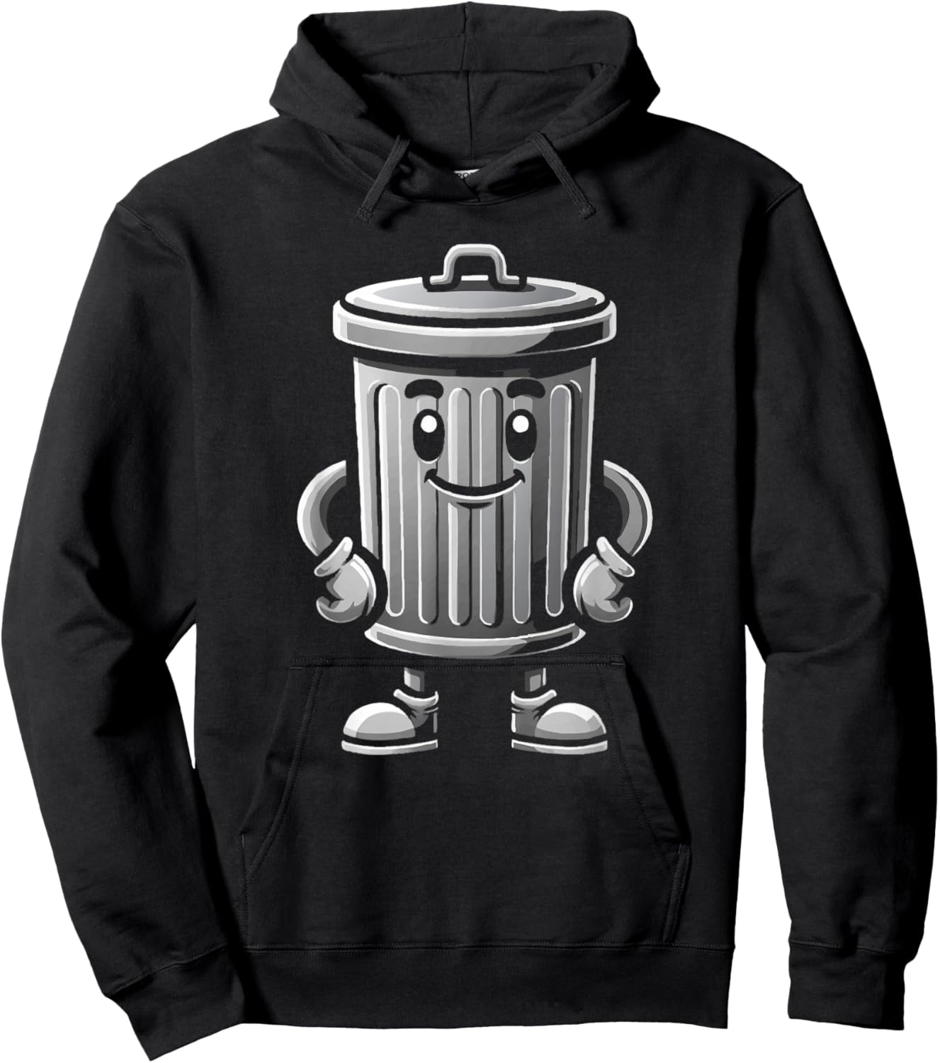Garbage Trash Can Cartoon Character Design Hoodie - Hoodie | Black