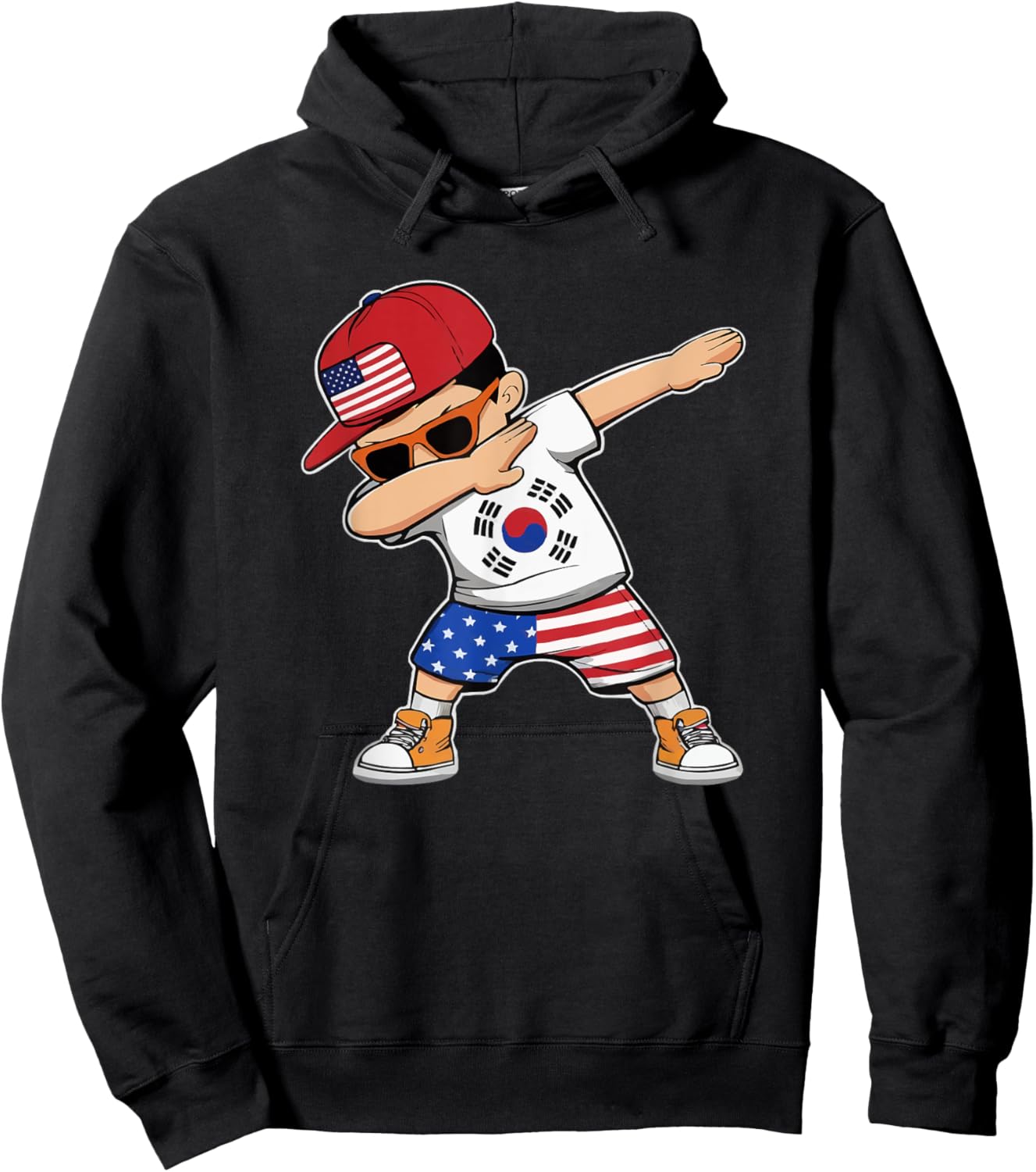 Half Korean Half American USA Flag South Korea America Hoodie - Hoodie | Black