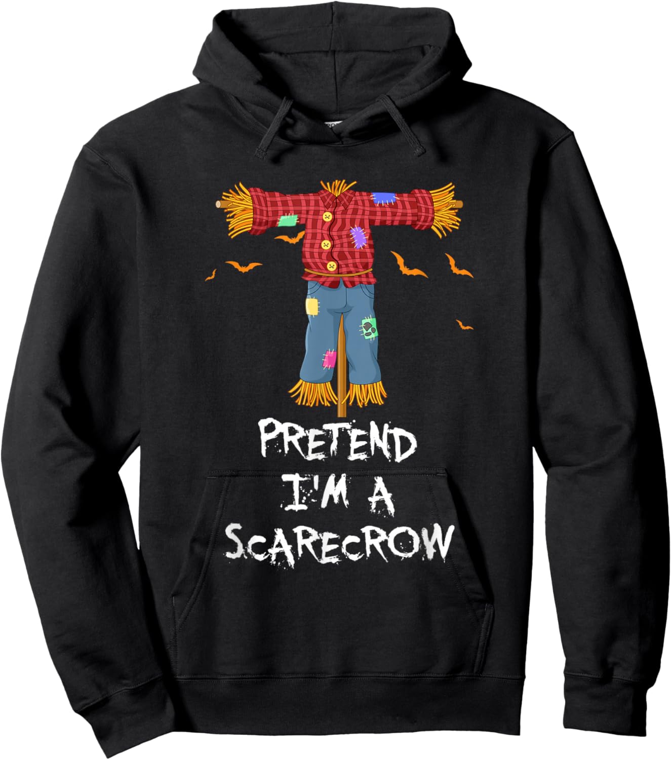 Pretend I'm A Scarecrow Funny Lazy Halloween Costume Joke Hoodie - Hoodie | Black