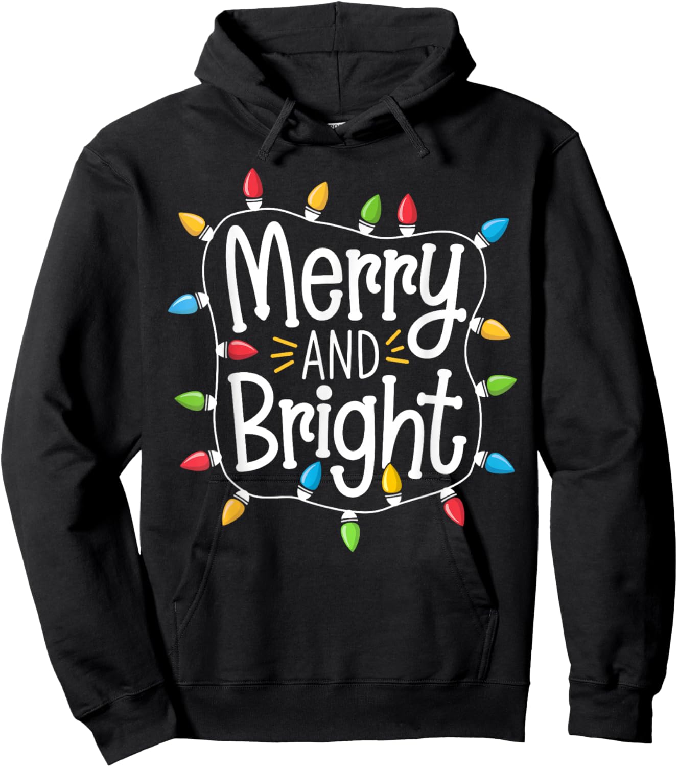 Merry And Bright Santa Christmas Xmas Lights Pajamas Holiday Hoodie - Hoodie | Black