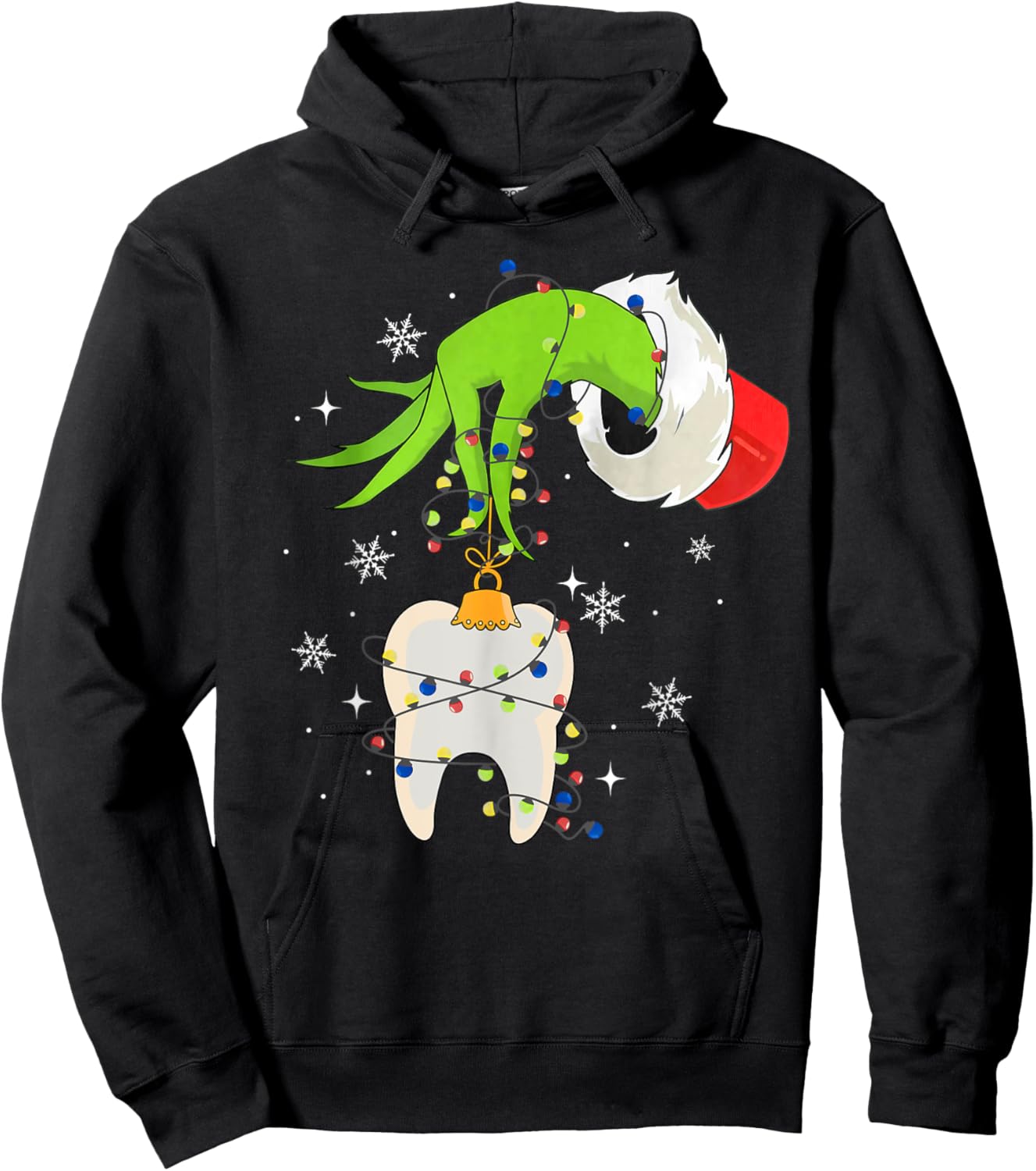 Tooth Dentist Dental Assistant Teeth Christmas Xmas Pajamas Hoodie - Hoodie | Black