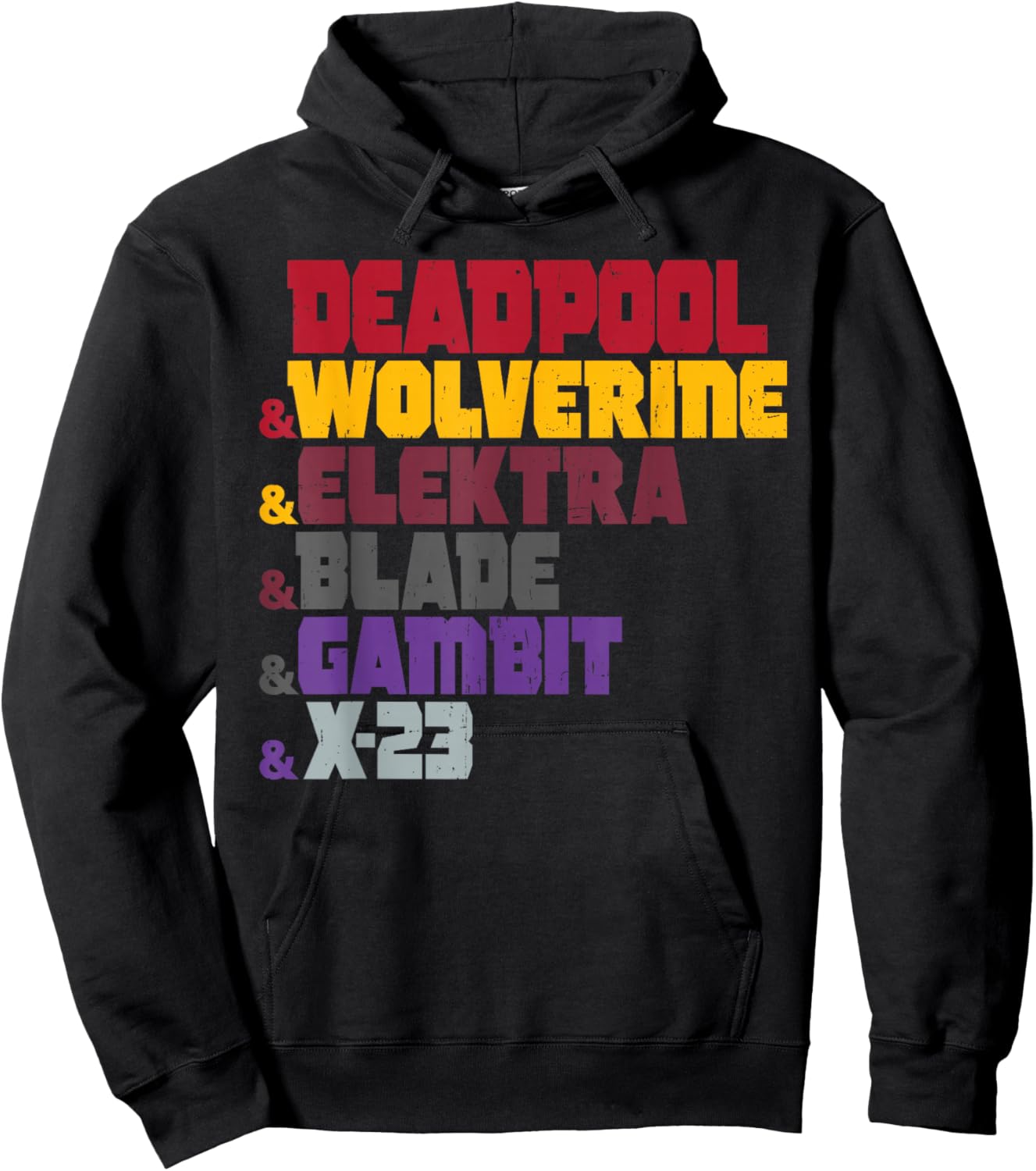 Marvel Deadpool & Wolverine Elektra & Blade & Gambit & X-23 Hoodie - Hoodie | Black