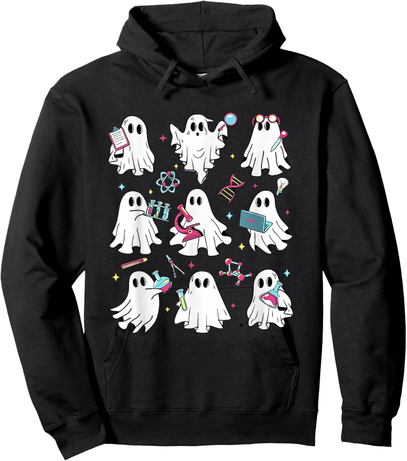 Retro Halloween Science Teacher Ghost Laboratory Teacher Hoodie - Hoodie | Black