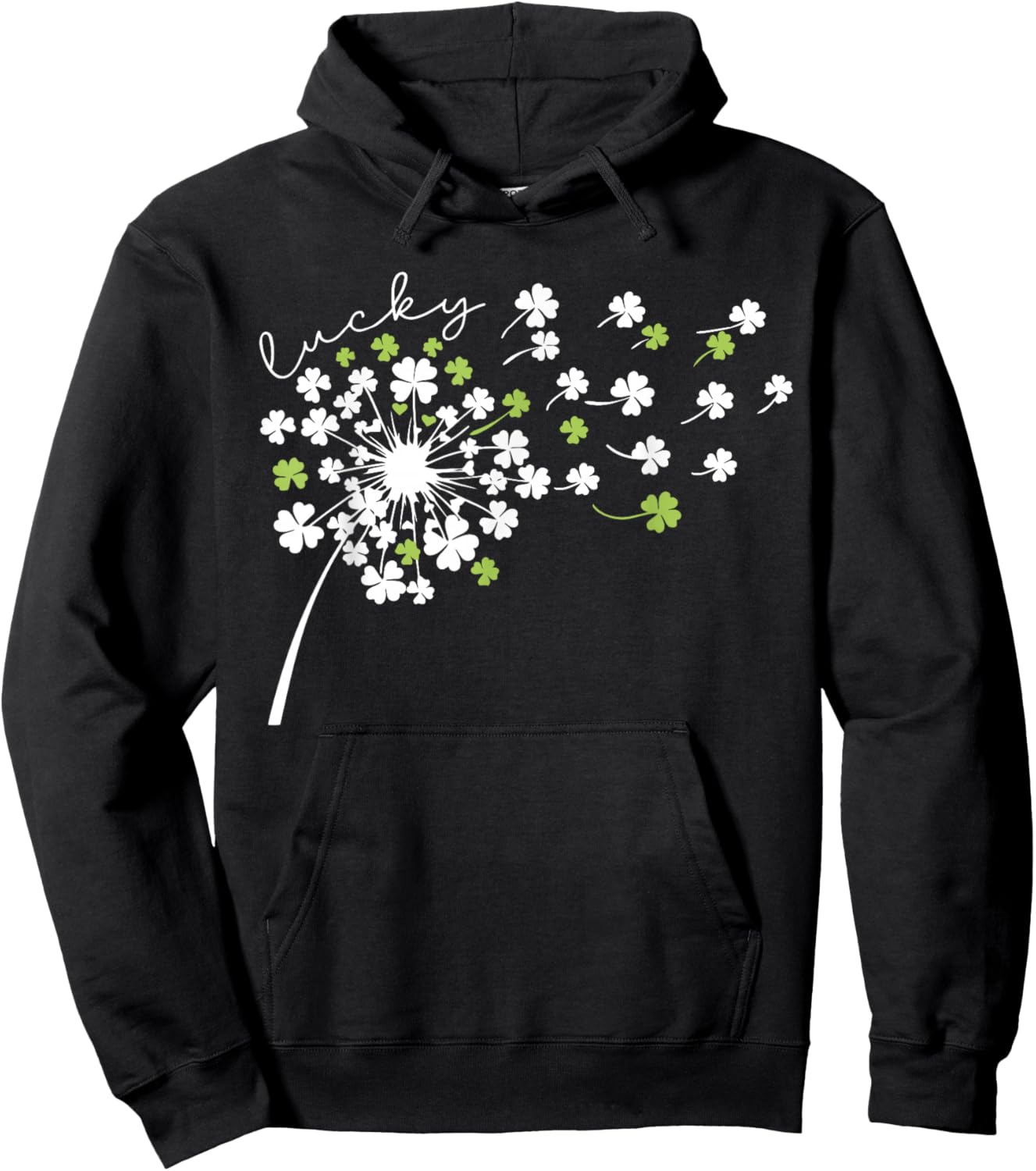 Lucky Dandelion Shamrock Funny St Patricks Day Women Girls T-Shirt - Hoodie | Black