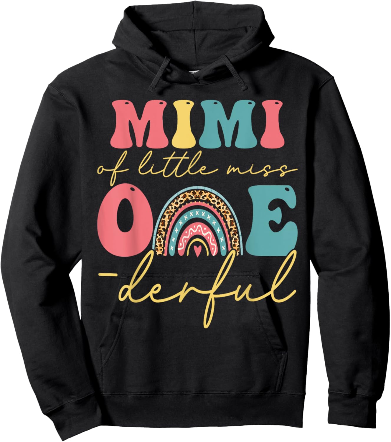 Boho Mimi of Miss One-derful 1st Birthday Girl Cute Rainbow Hoodie - Hoodie | Black