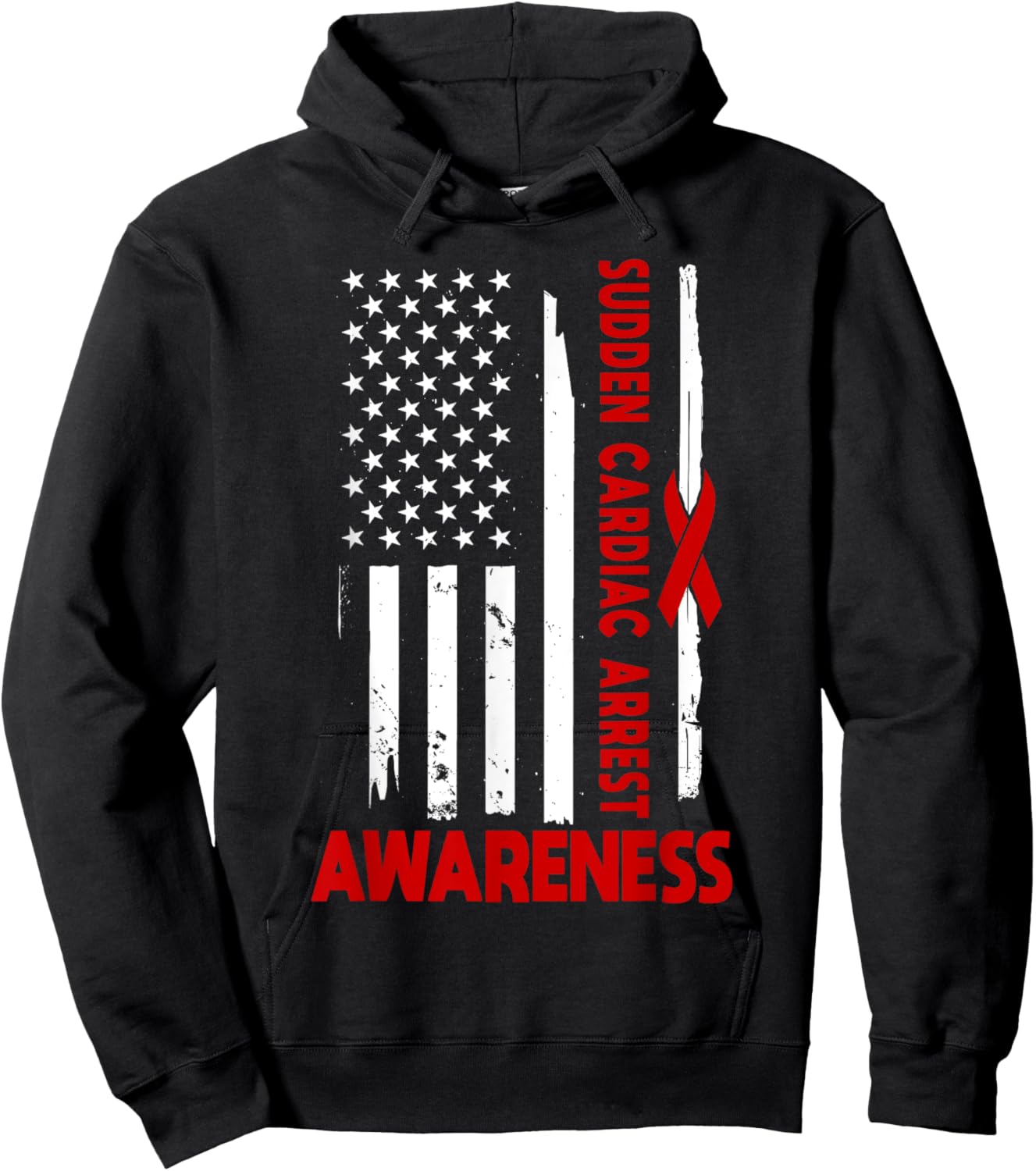 American Flag Sudden Cardiac Arrest Awareness America Hoodie - Hoodie | Black