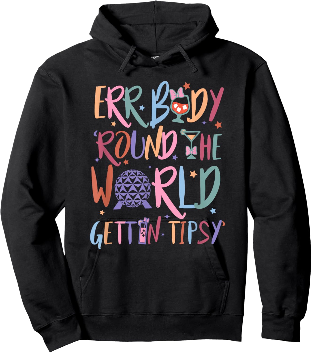 Errbody Round The Worlds Gettin Tipsy, Funny Drinking Hoodie - Hoodie | Black