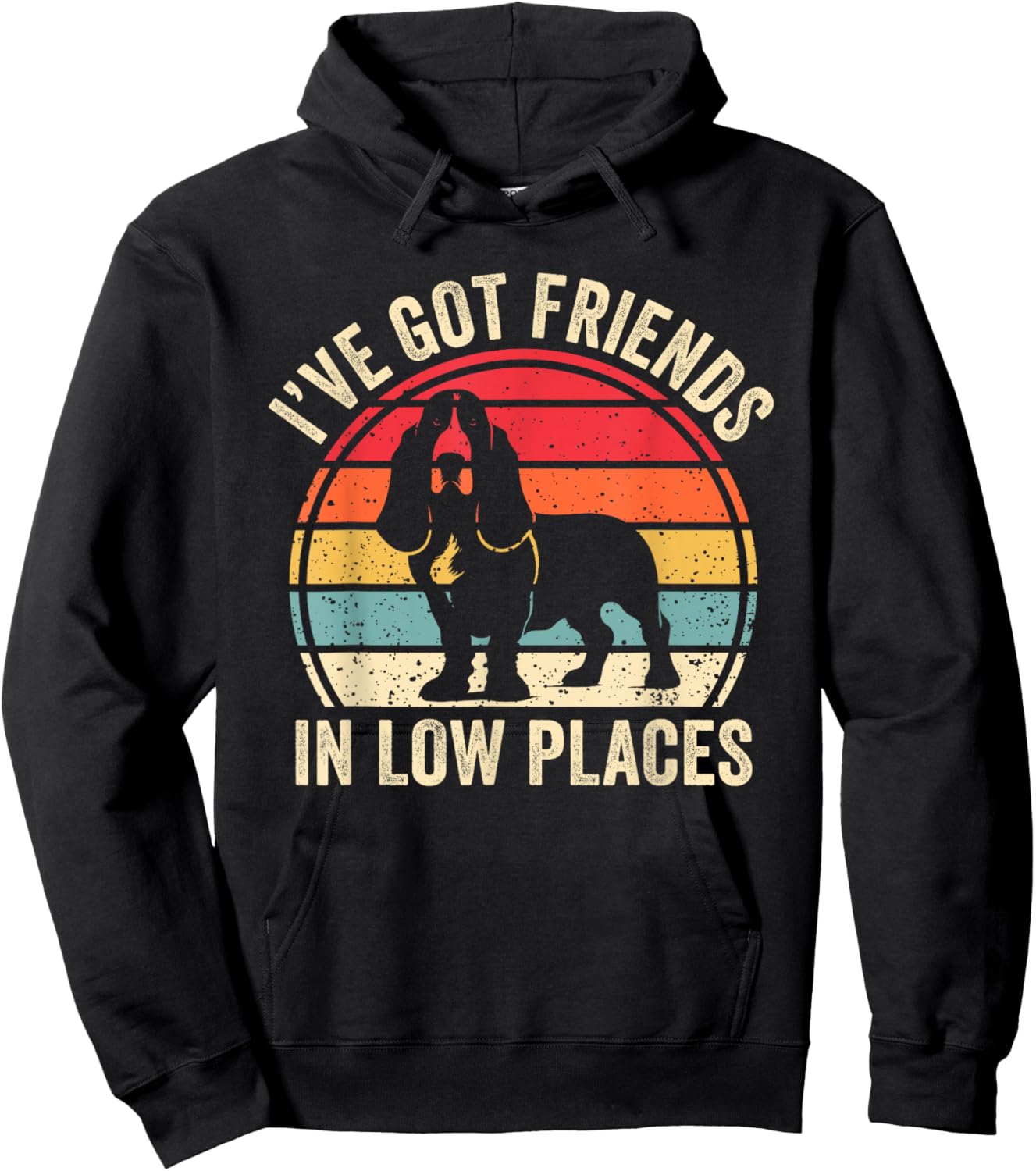 I've Got Friends In Low Places Funny Basset Hound Dog Lover Women Kids Hoodie - Hoodie | Black