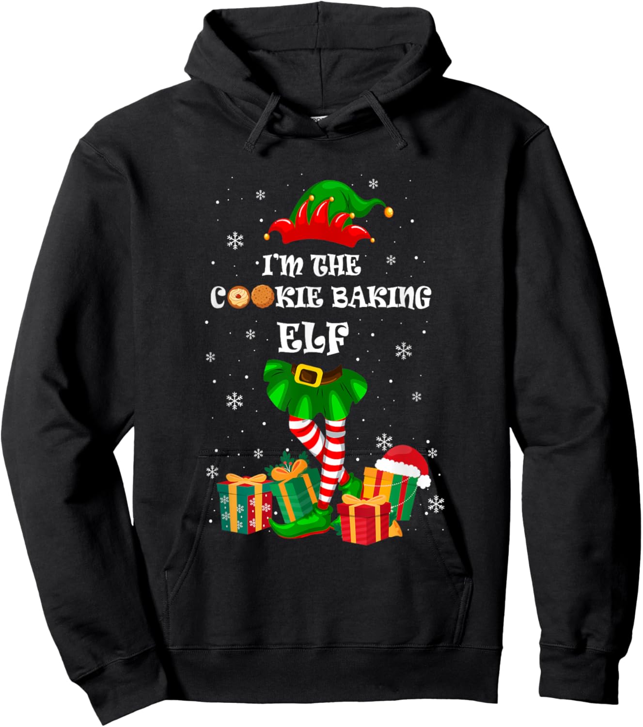 The Cookie Baking Elf Christmas Matching Family Pastry Chef Hoodie - Hoodie | Black