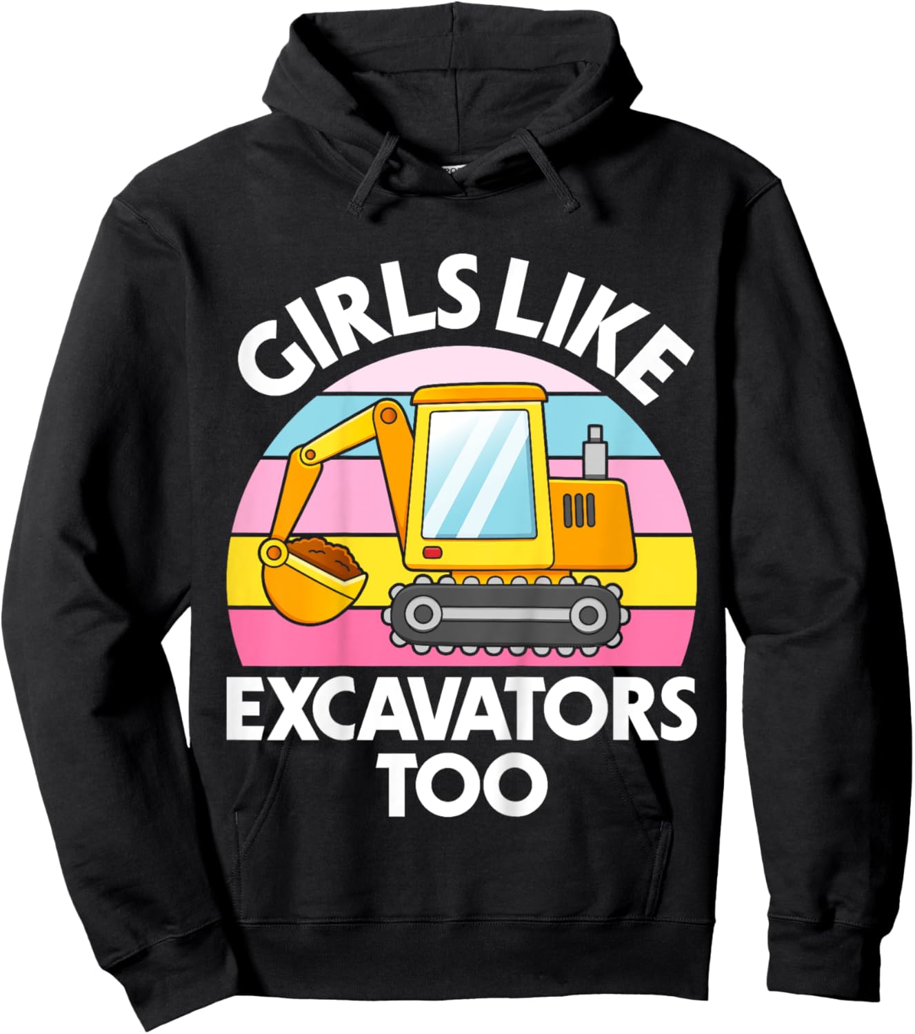 Kids Excavator Girls Funny Toddler Girls Like Excavators Hoodie - Hoodie | Black