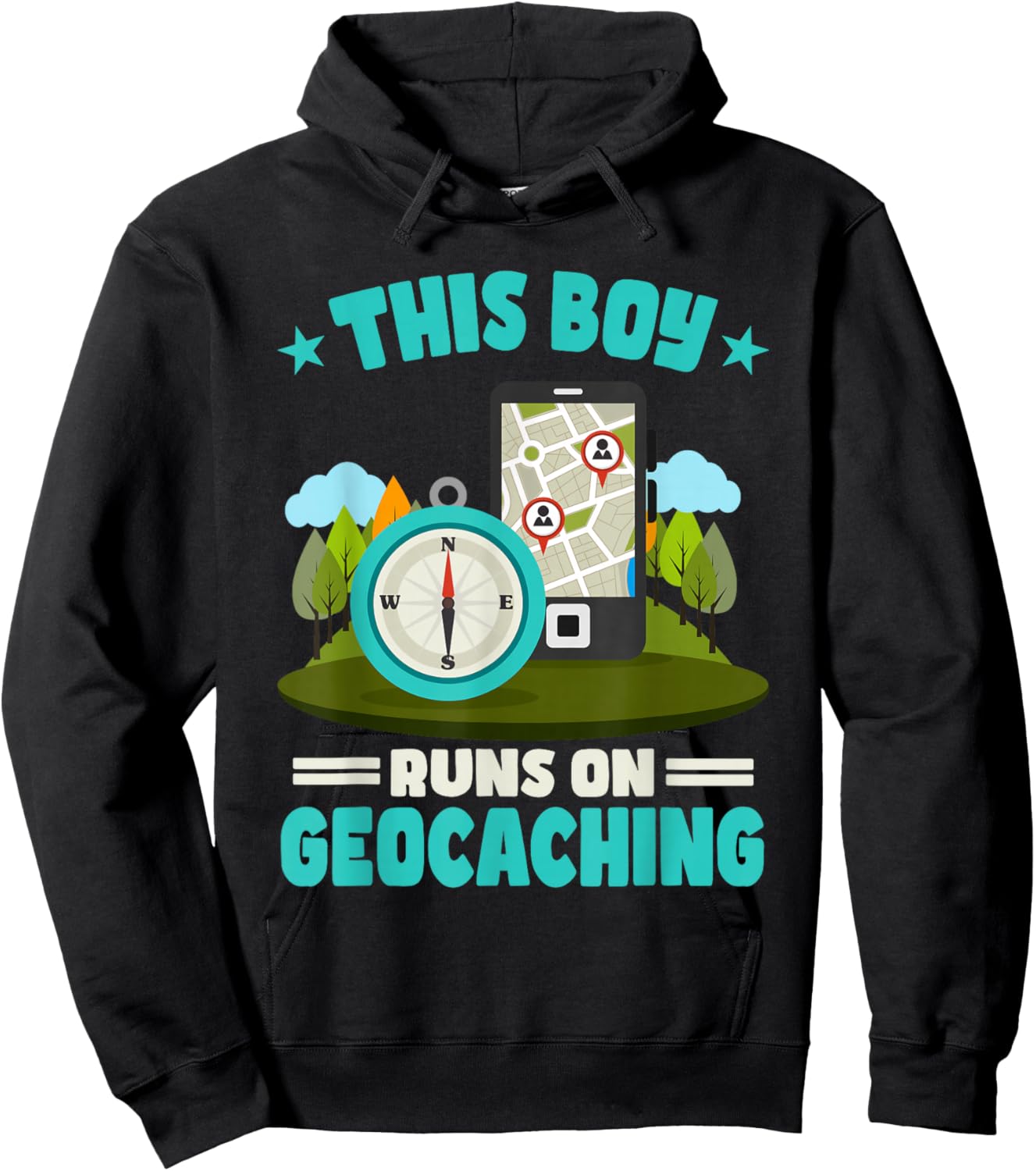 Geocache This Boy Runs On Geocaching Hoodie - Hoodie | Black