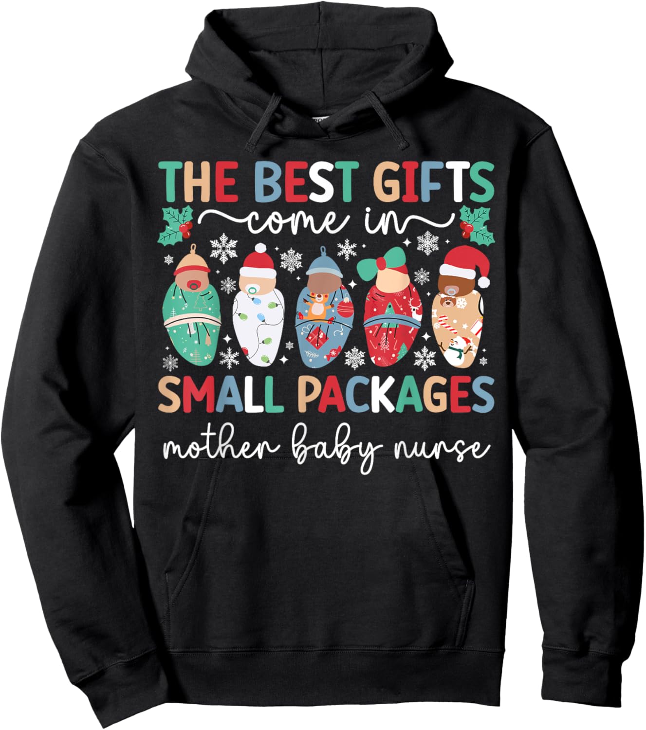 Small Packages Mother Baby Nurse Christmas Mom Baby Nurse Hoodie - Hoodie | Black