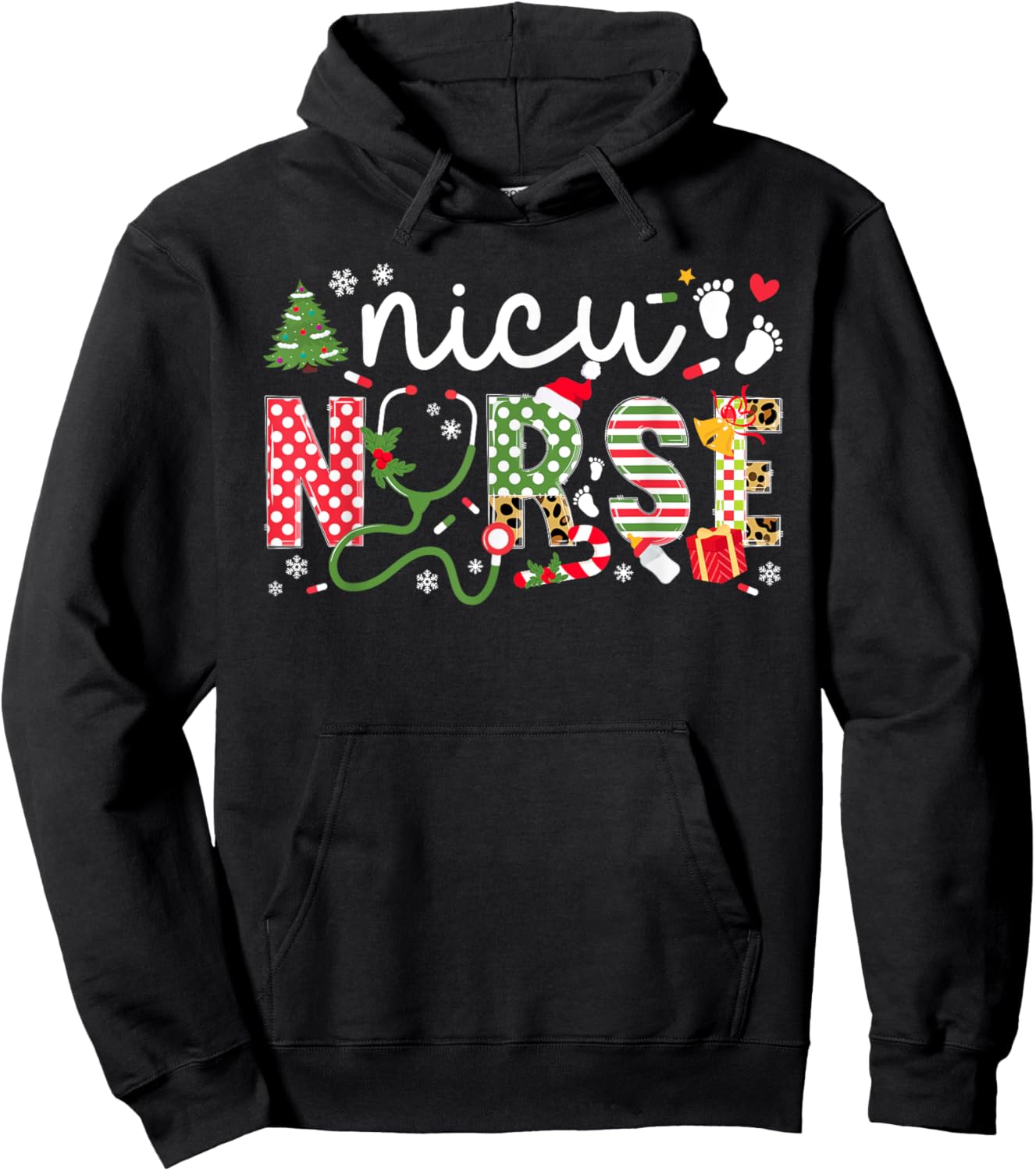 NICU Nurse Christmas Neonatal ICU Nurse Xmas Party Hoodie - Hoodie | Black