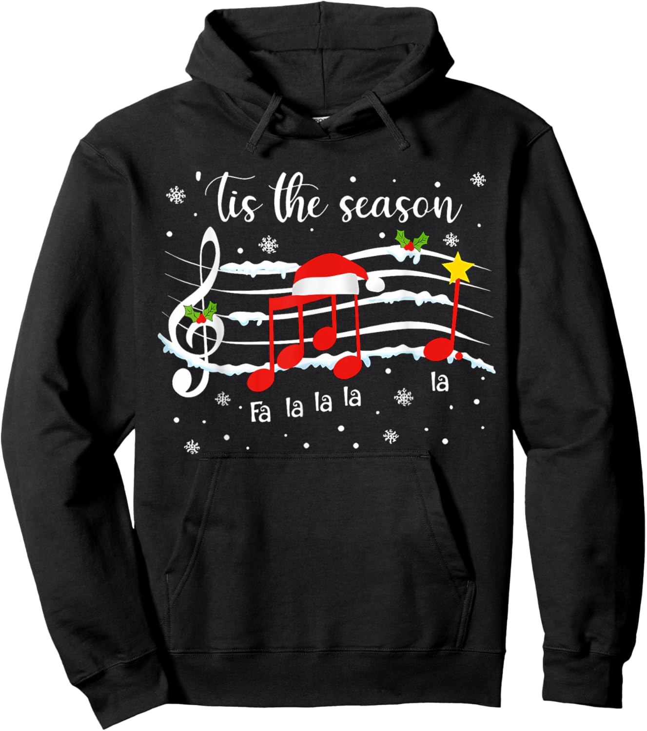Tis The Season Music Notes Teacher Christmas Treble Clef Hoodie - Hoodie | Black