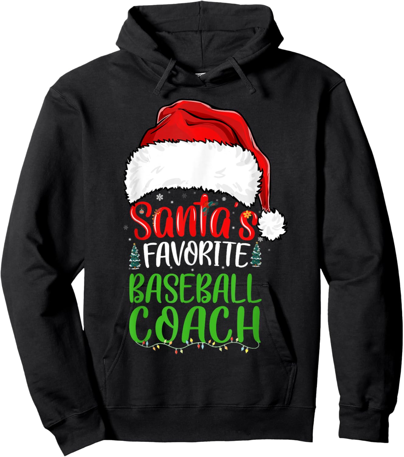 Santa's Favorite Baseball Coach Funny Christmas Hoodie - Hoodie | Black