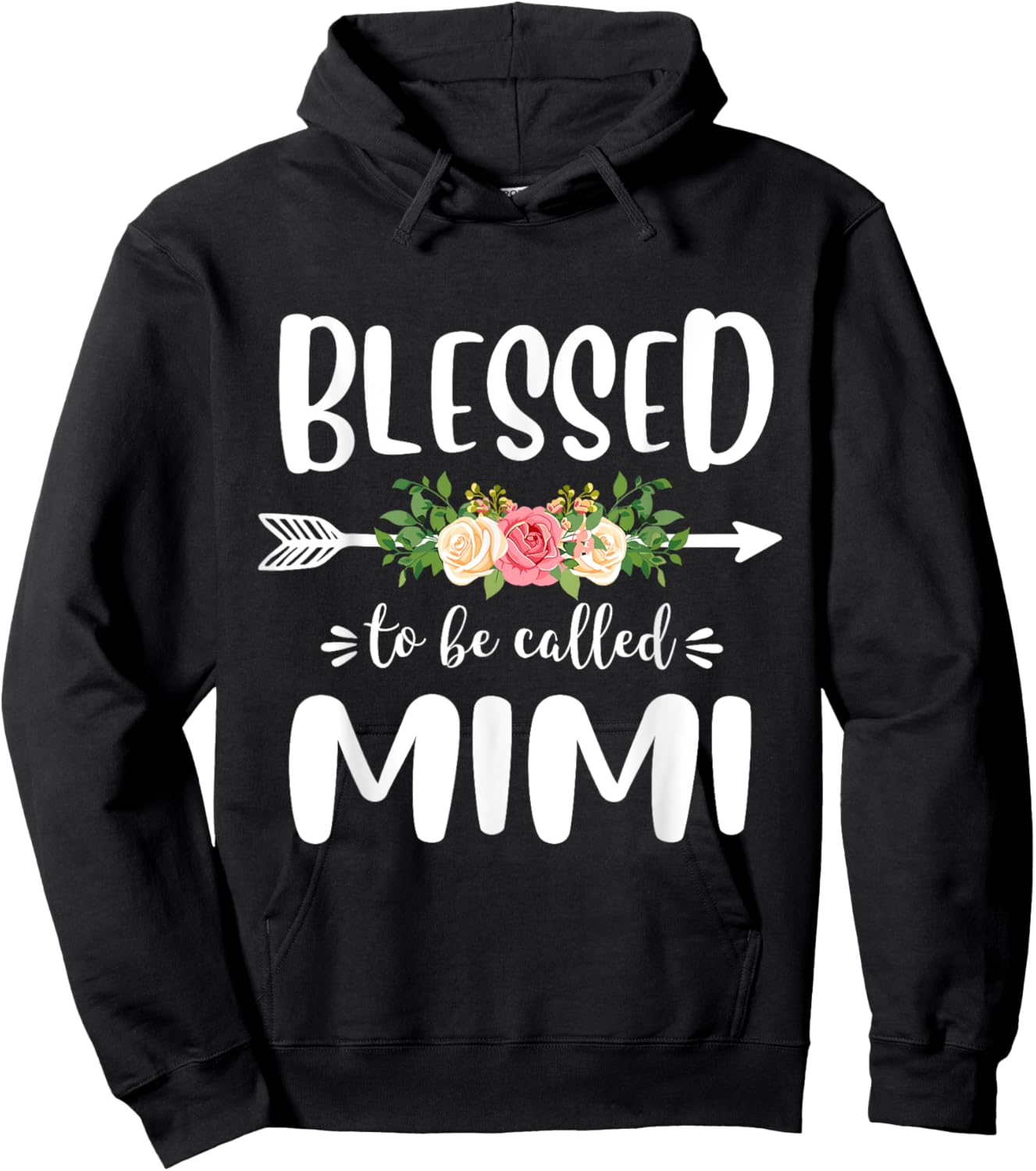 Blessed to be called Mimi Floral Arrow Design Mothers Day Hoodie - Hoodie | Black