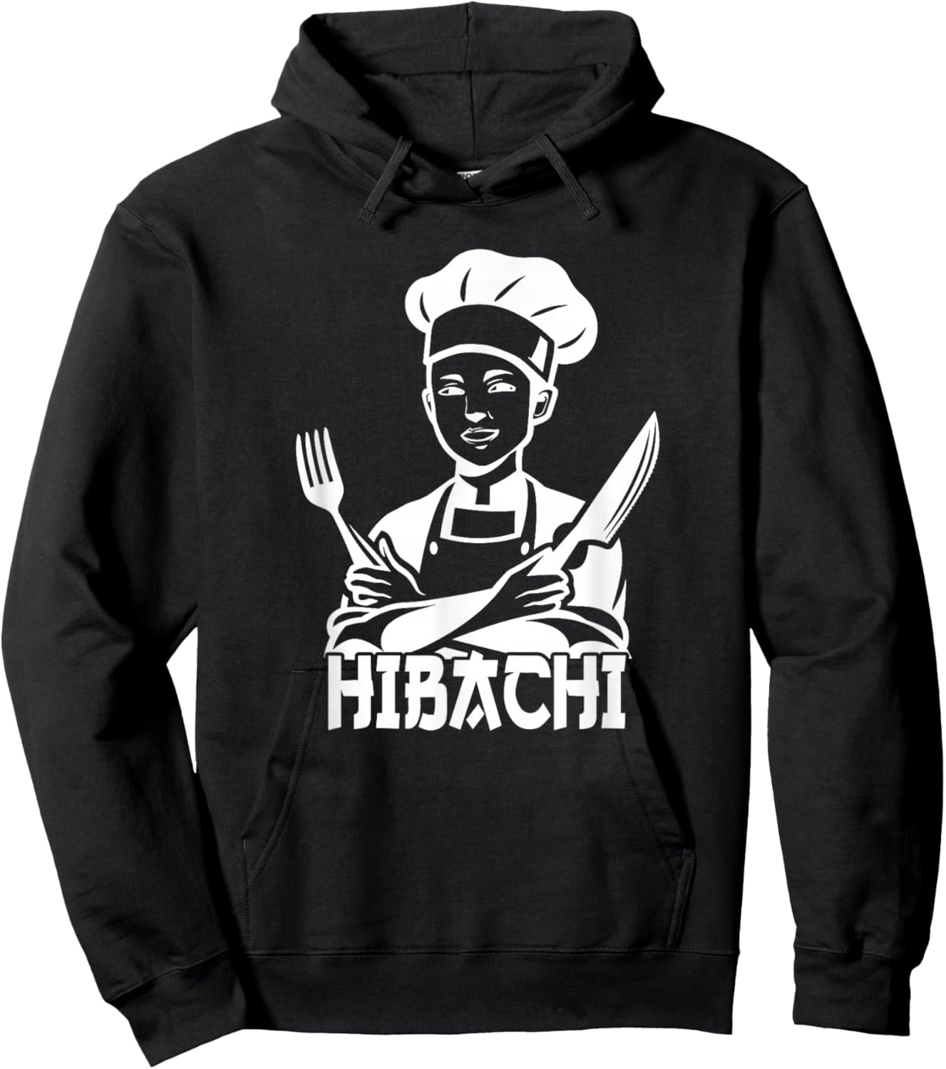 Hibachi Chef Knife Fork Culinary Art Hoodie - Hoodie | Black