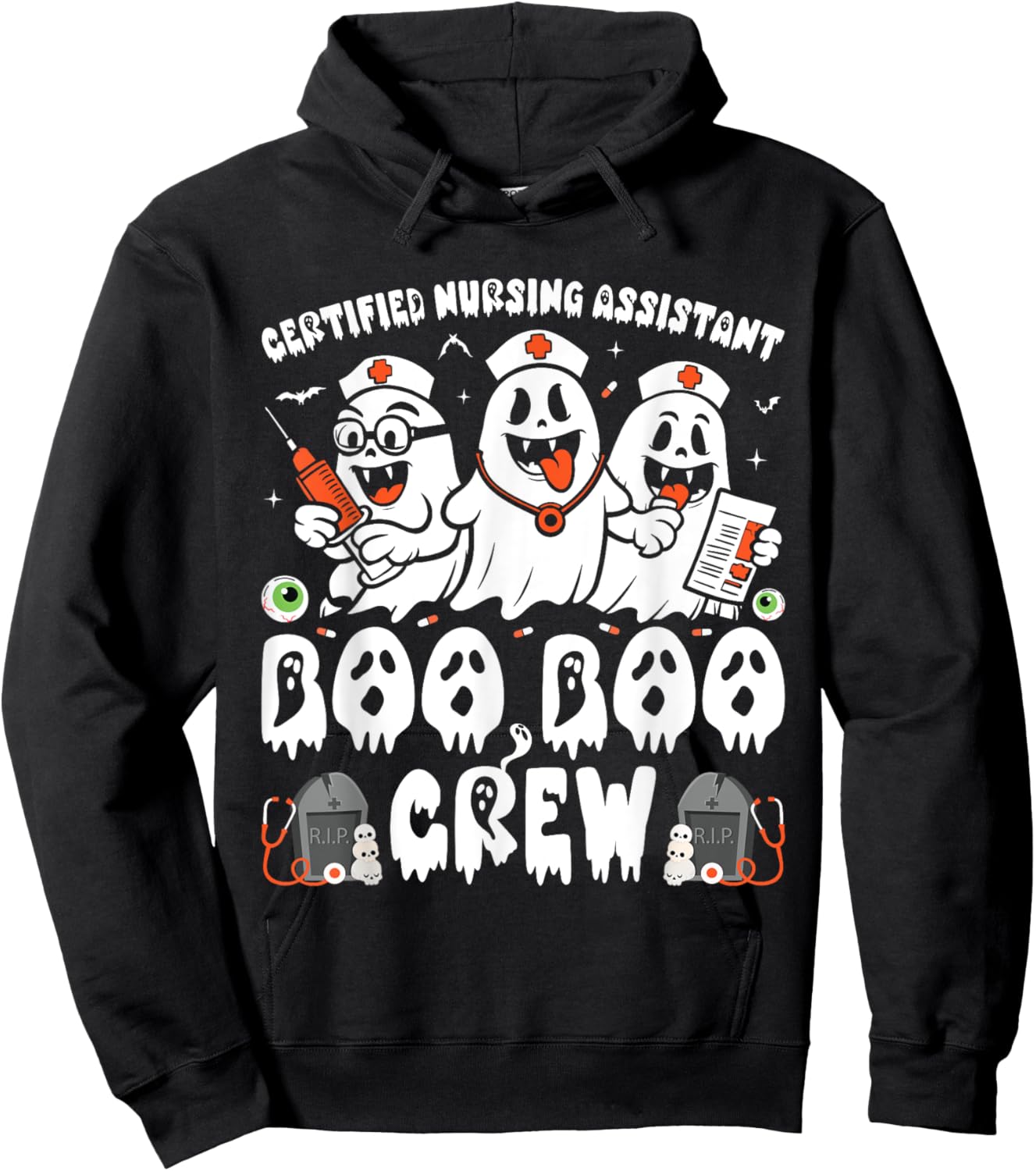 Certified Nursing Assistant Boo Boo Crew Halloween Ghost CNA Hoodie - Hoodie | Black