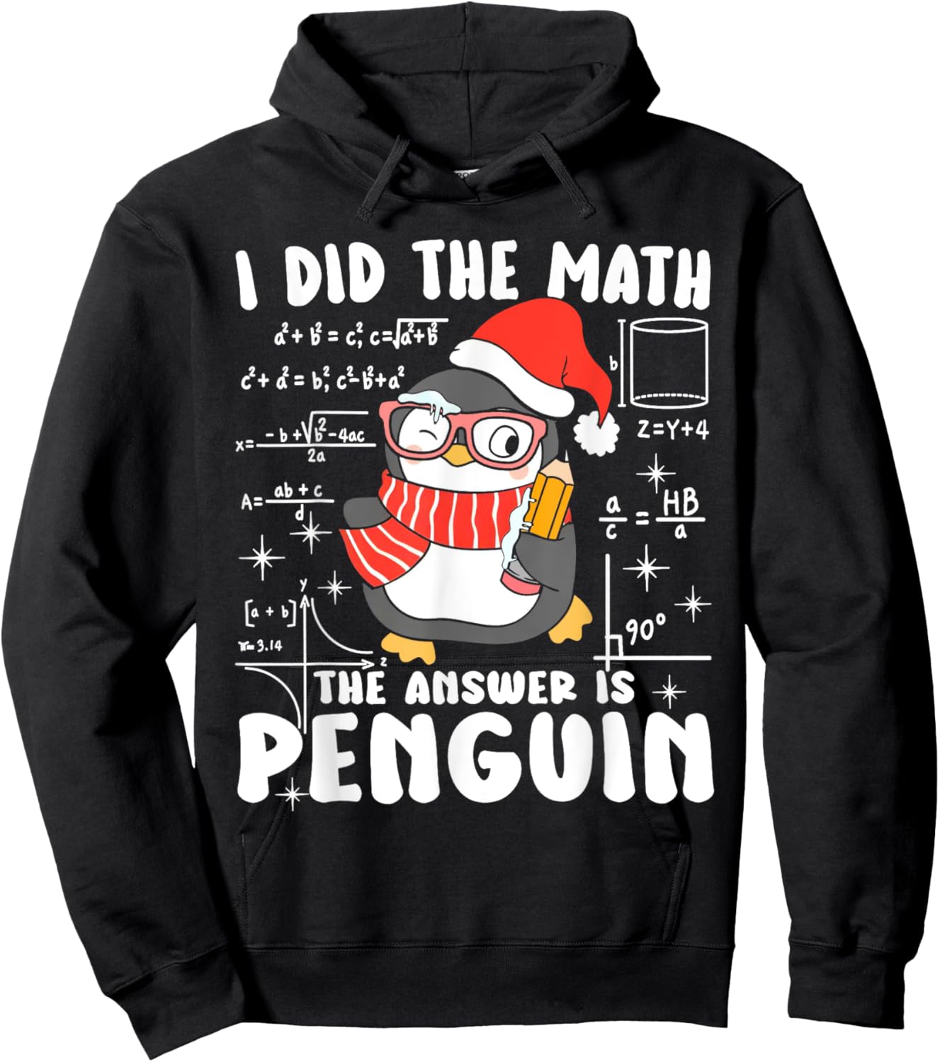 I Did The Math The Answer Is Penguin Christmas Math Teacher Hoodie - Hoodie | Black
