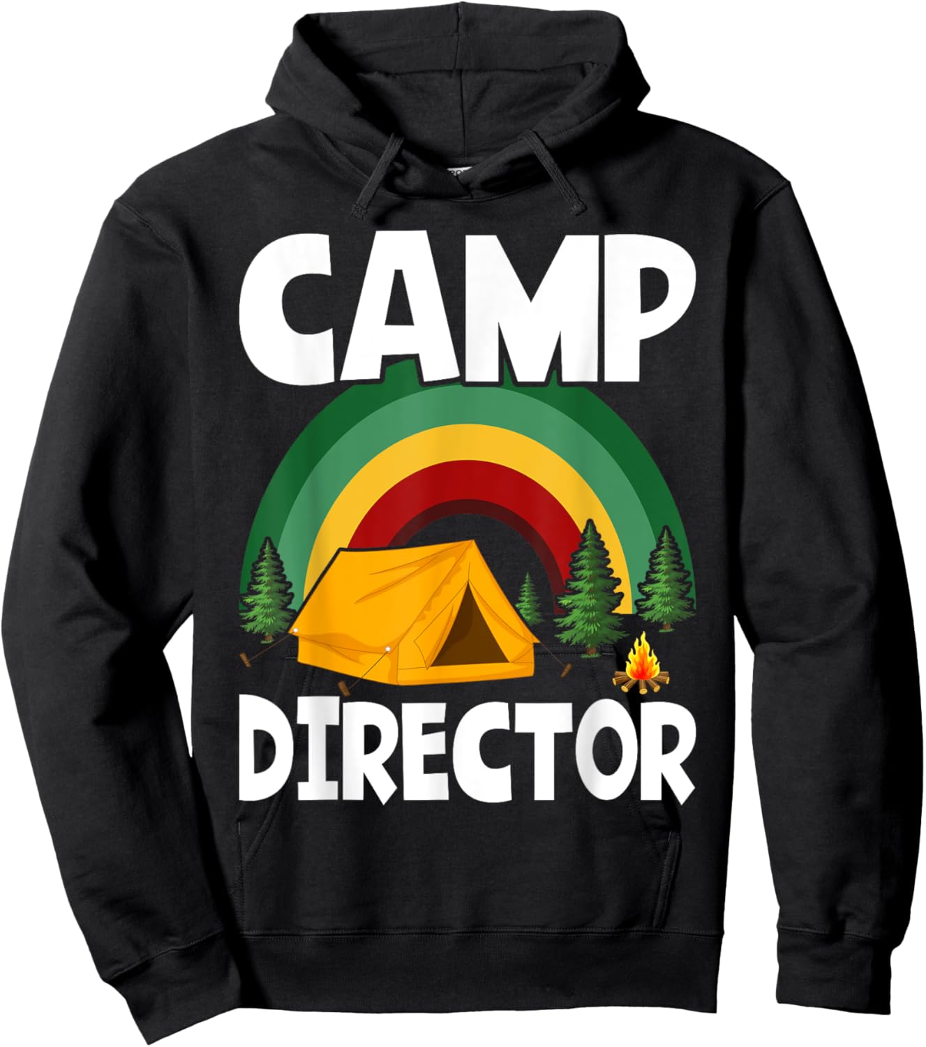 Summer Camp Director Counselor Camper Rainbow Pine Tree Hoodie - Hoodie | Black