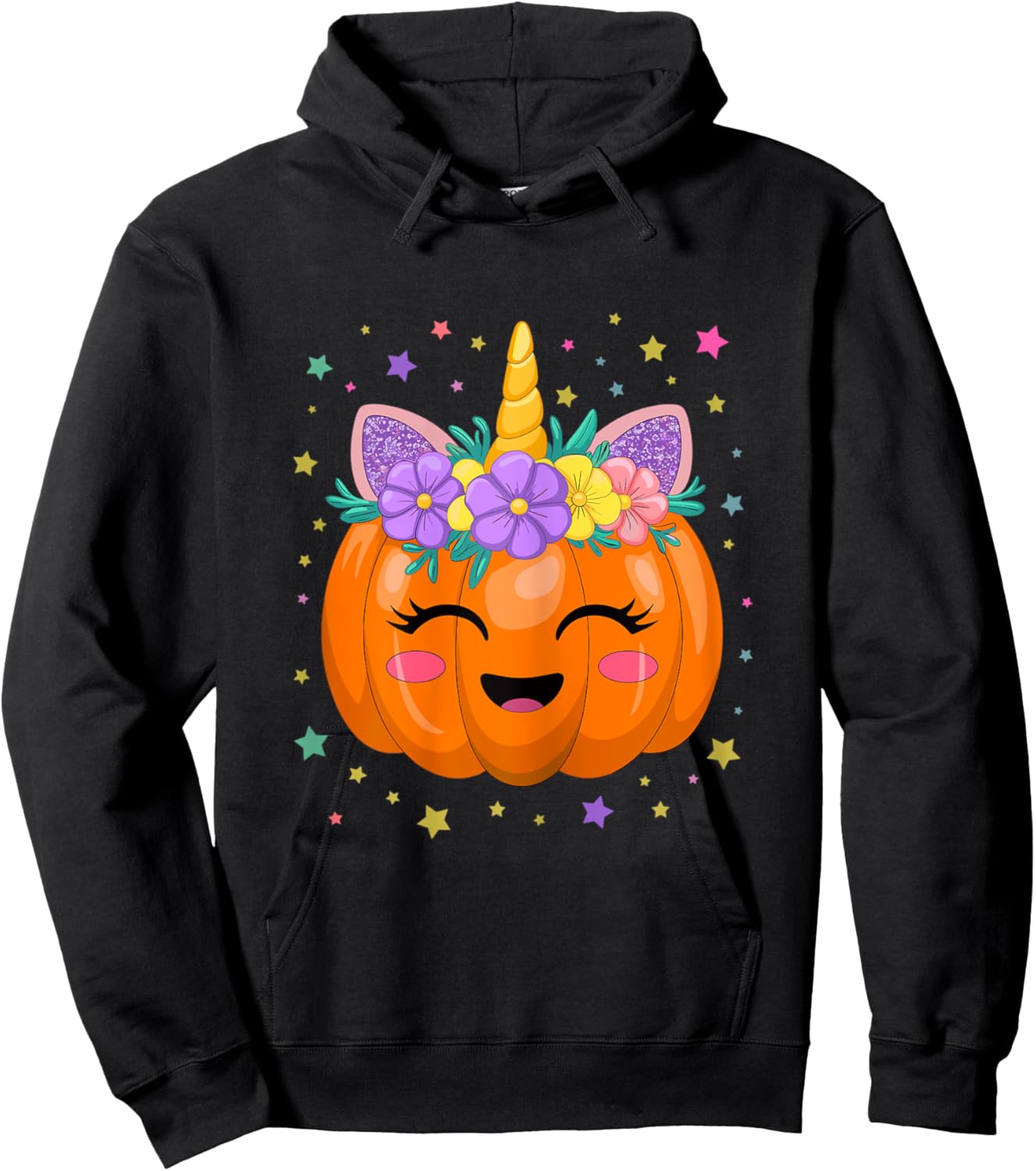 Unicorn Pumpkin Girl Halloween Costume Hoodie - Hoodie | Black